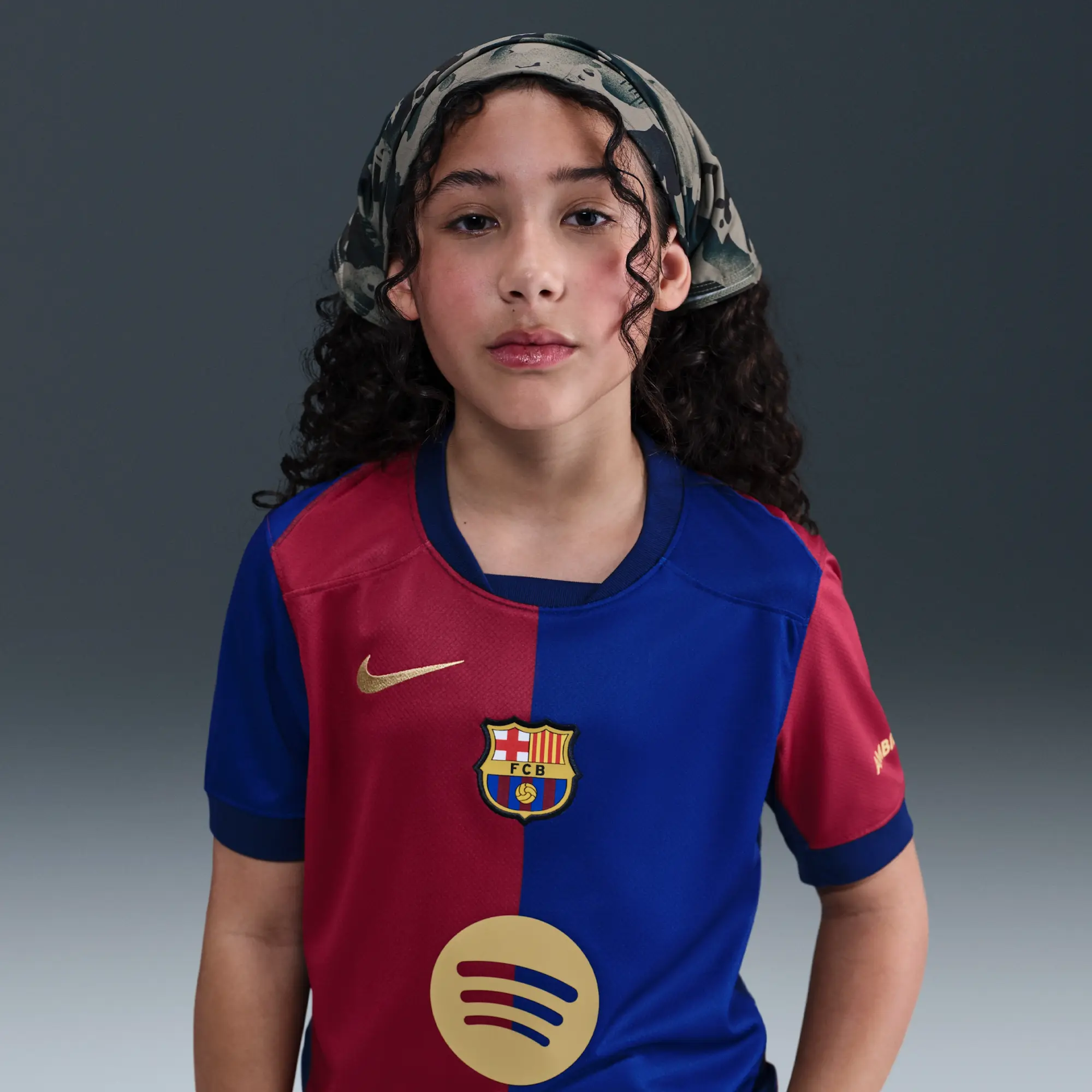 F.C. Barcelona 2024/25 Stadium Home Older Kids' Nike Dri-FIT Football Replica Shirt - Blue - Recycled Polyester