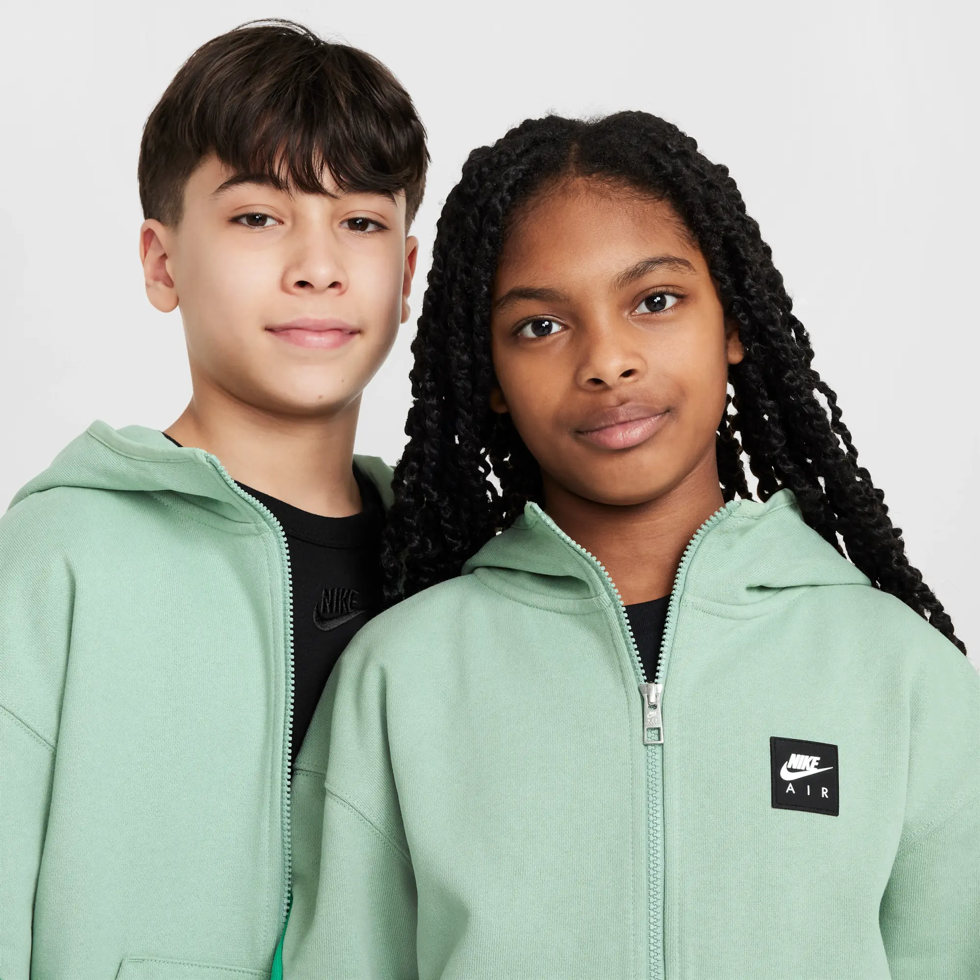Nike Air Older Kids' Fleece Full-Zip Hoodie - Green - Cotton