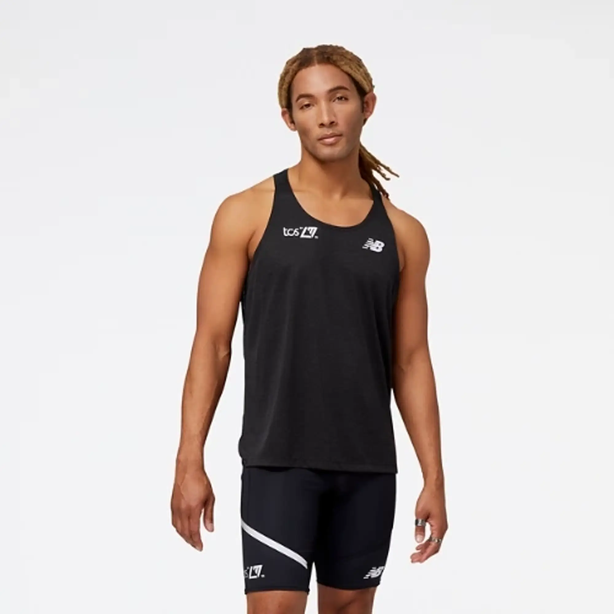 New Balance Men's London Edition Impact Run Singlet in Black Poly Knit