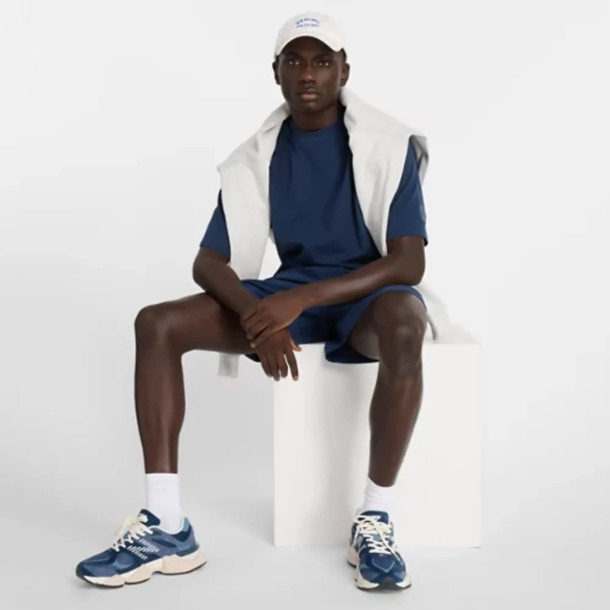 New Balance Men's Shifted T-Shirt in Blue Cotton Jersey
