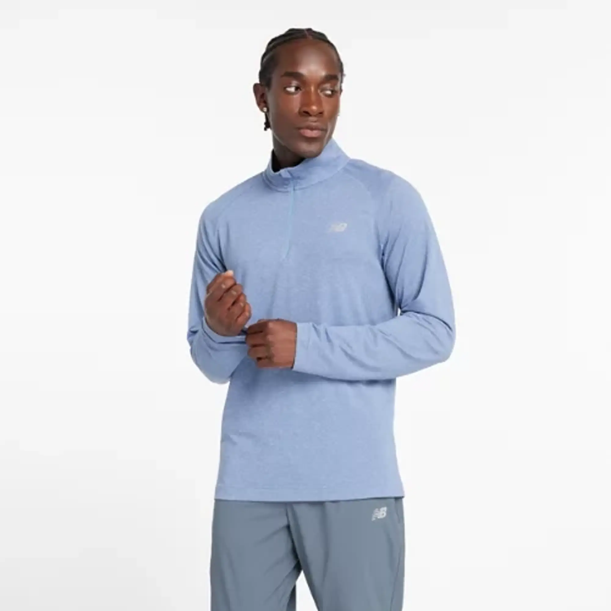 New Balance Men's Knit 1/4 Zip in Blue Poly Knit