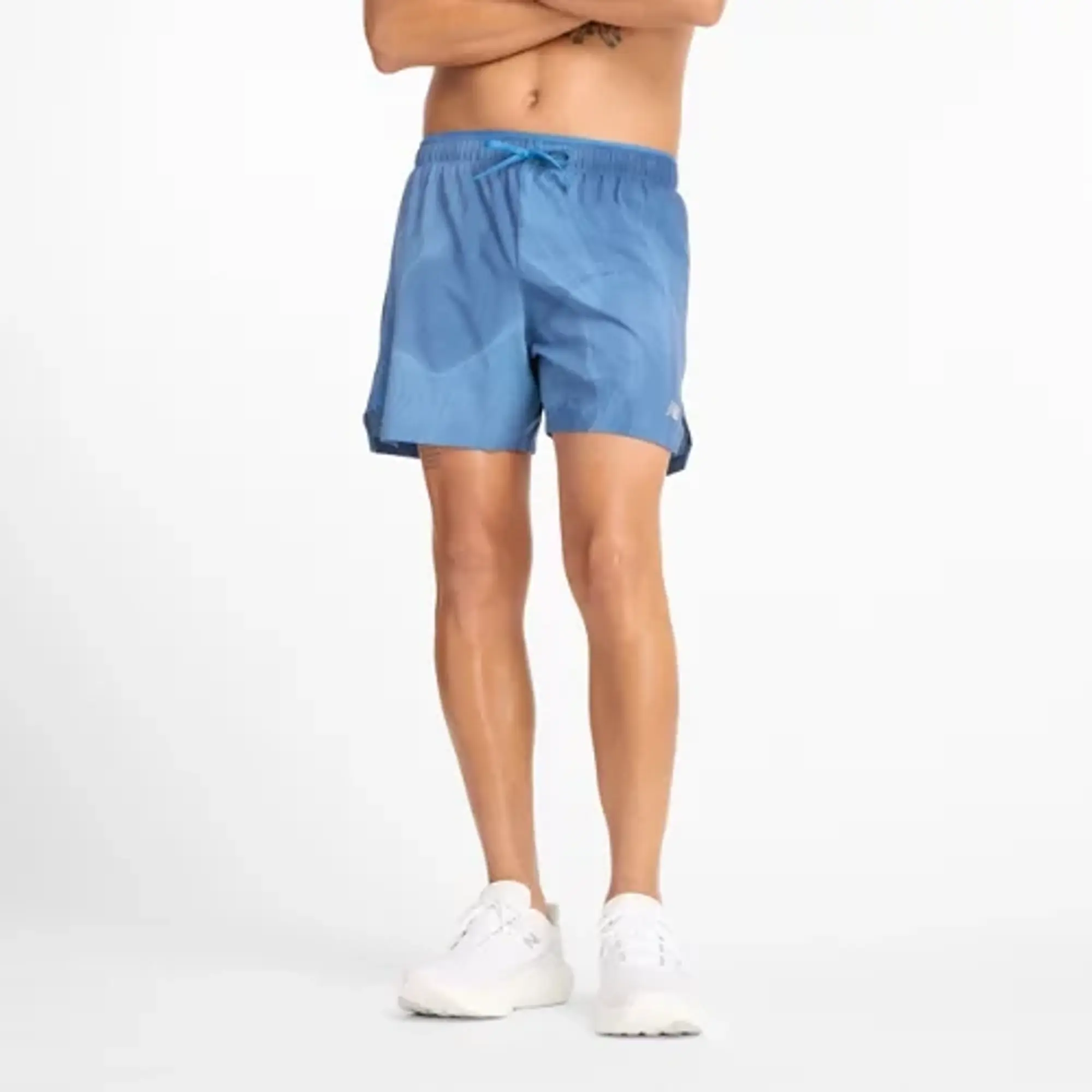 New Balance Men's RC Printed Short 5" in Blue Polywoven