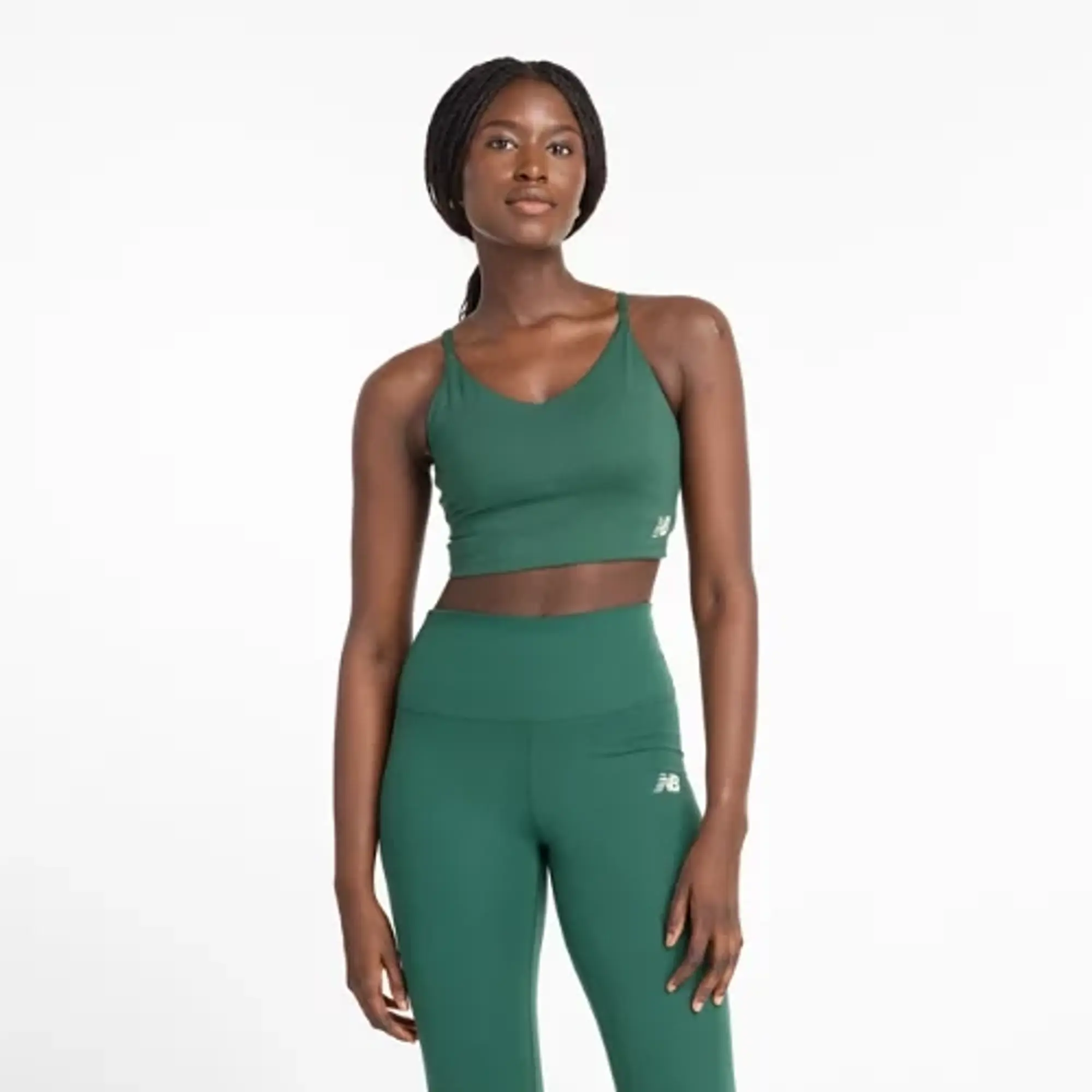 New Balance Women's NB Harmony Light Support Sports Bra in Green Poly Knit