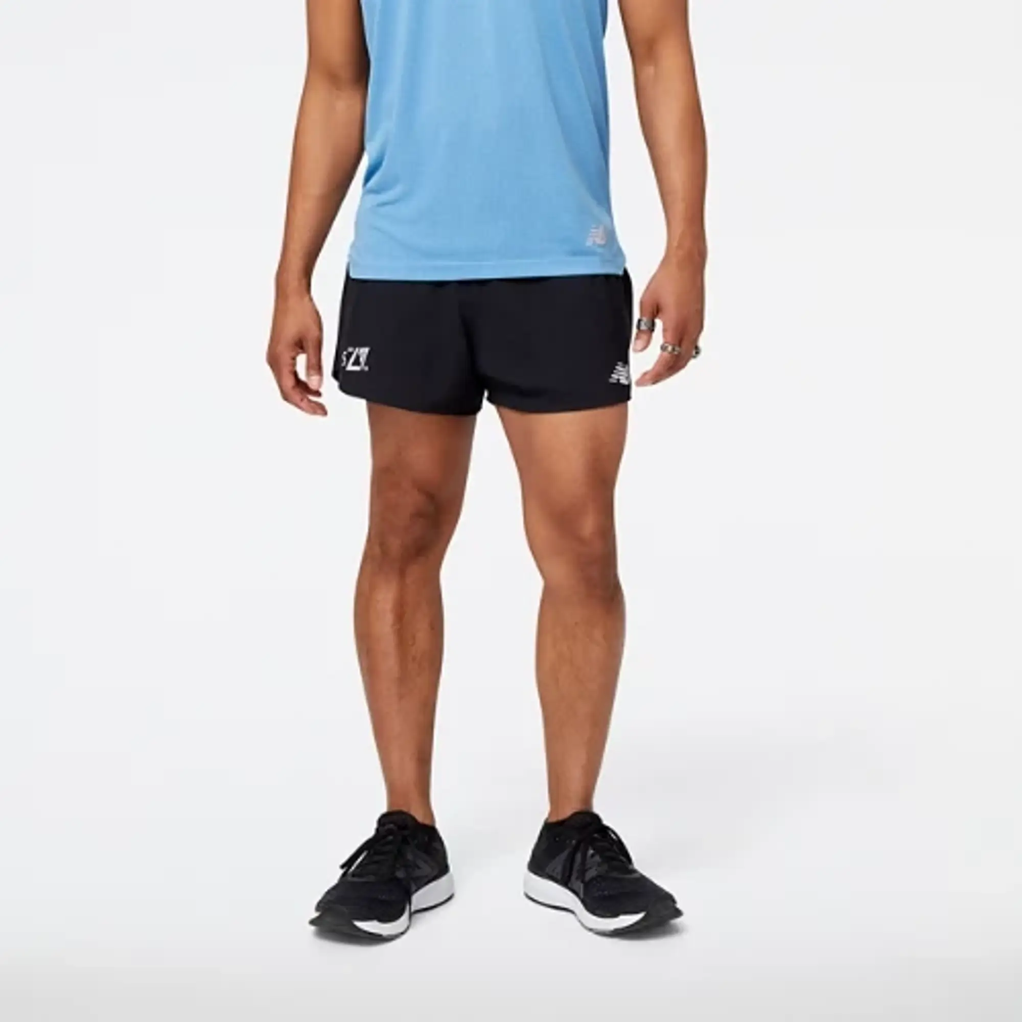 New Balance Men's London Edition Impact Run 3 Inch Split Short in Black Polywoven