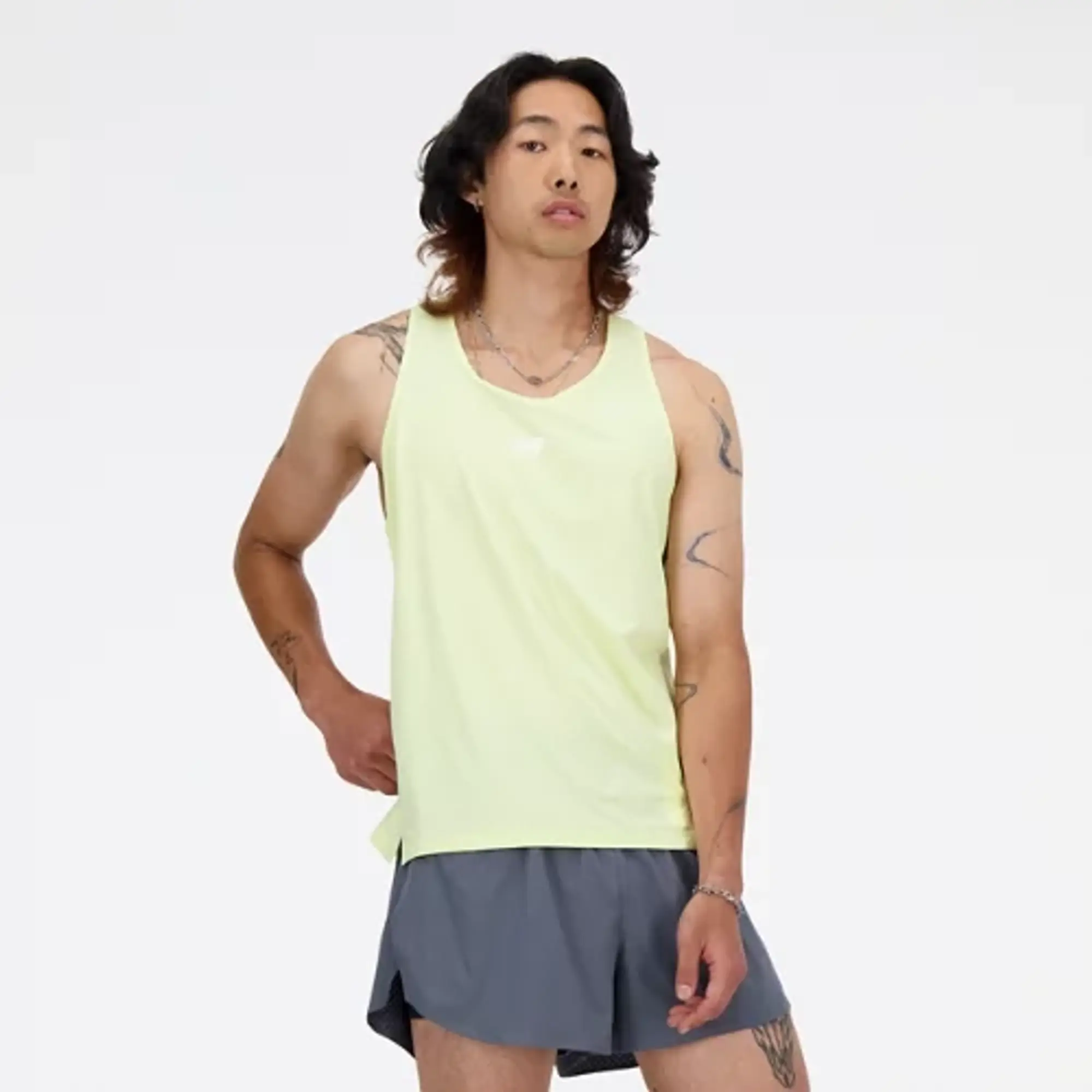 New Balance Men's Athletics Racing Singlet in Green Poly Knit