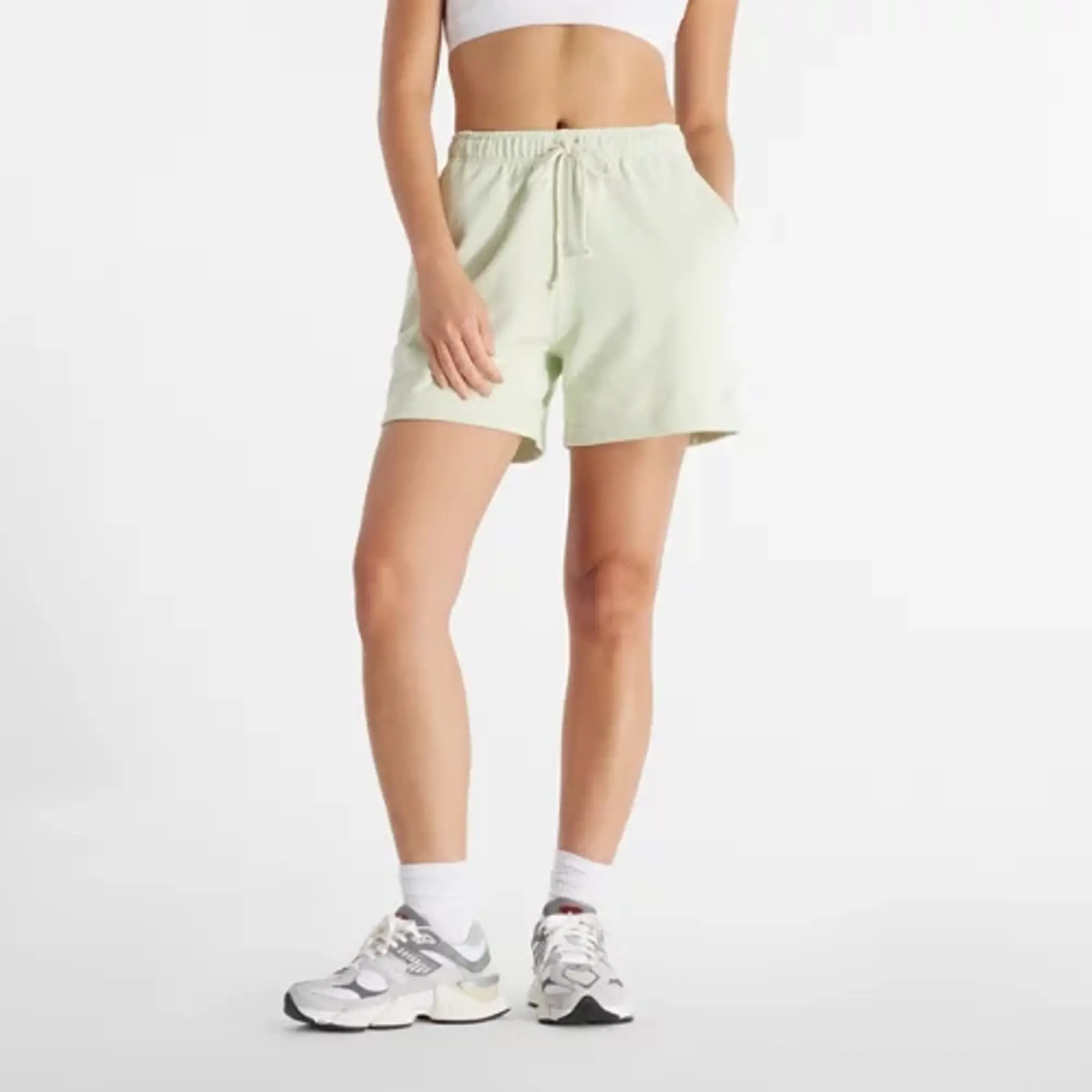 New Balance Women's Athletics French Terry Short in Green Cotton Fleece