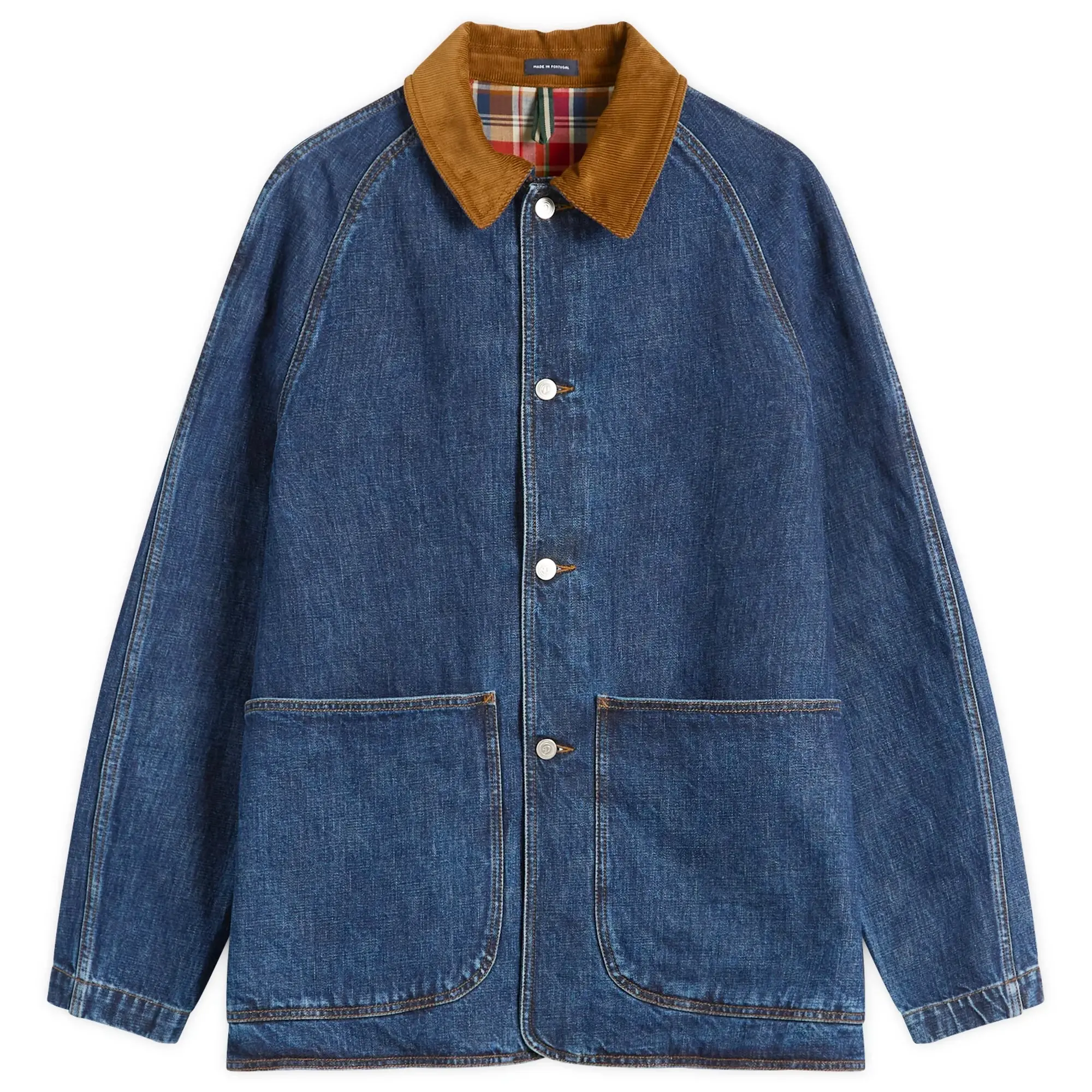 Drake's Men's Three Pocked Denim Chore Jacket Stone Wash