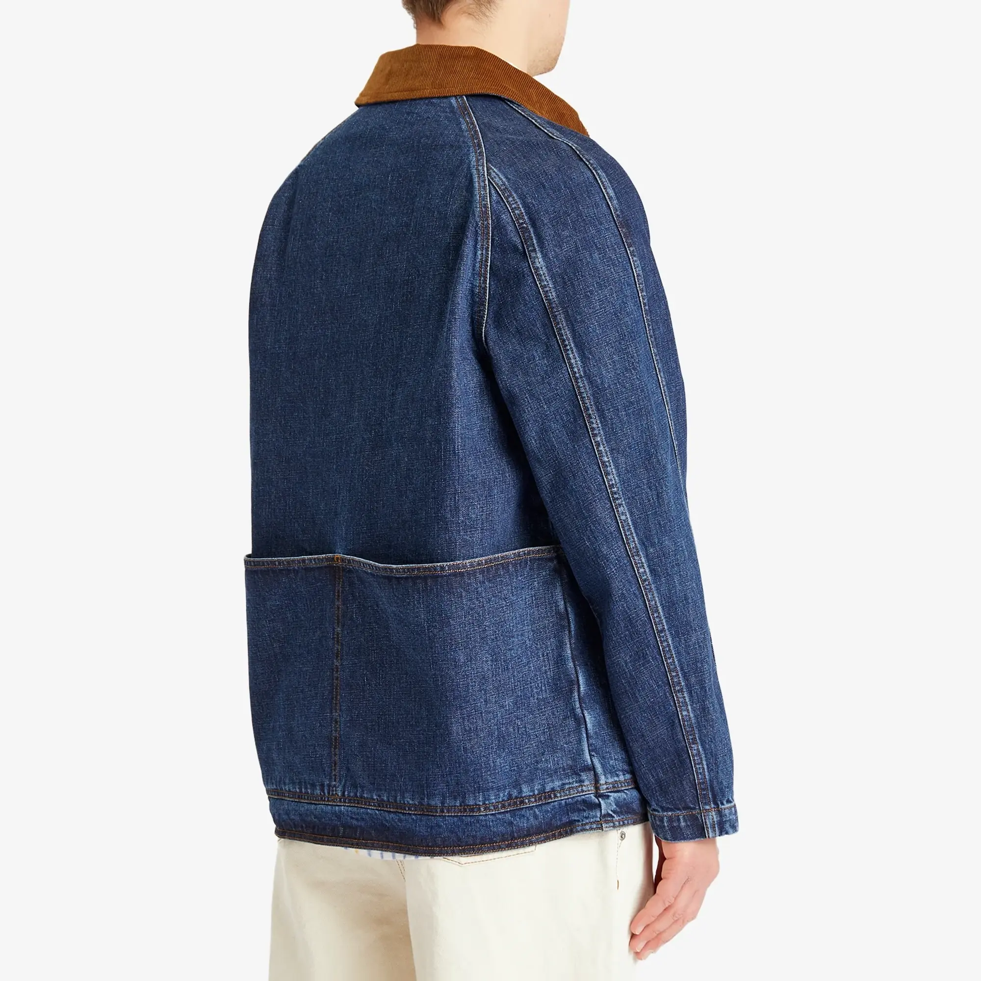 Drake's Men's Three Pocked Denim Chore Jacket Stone Wash