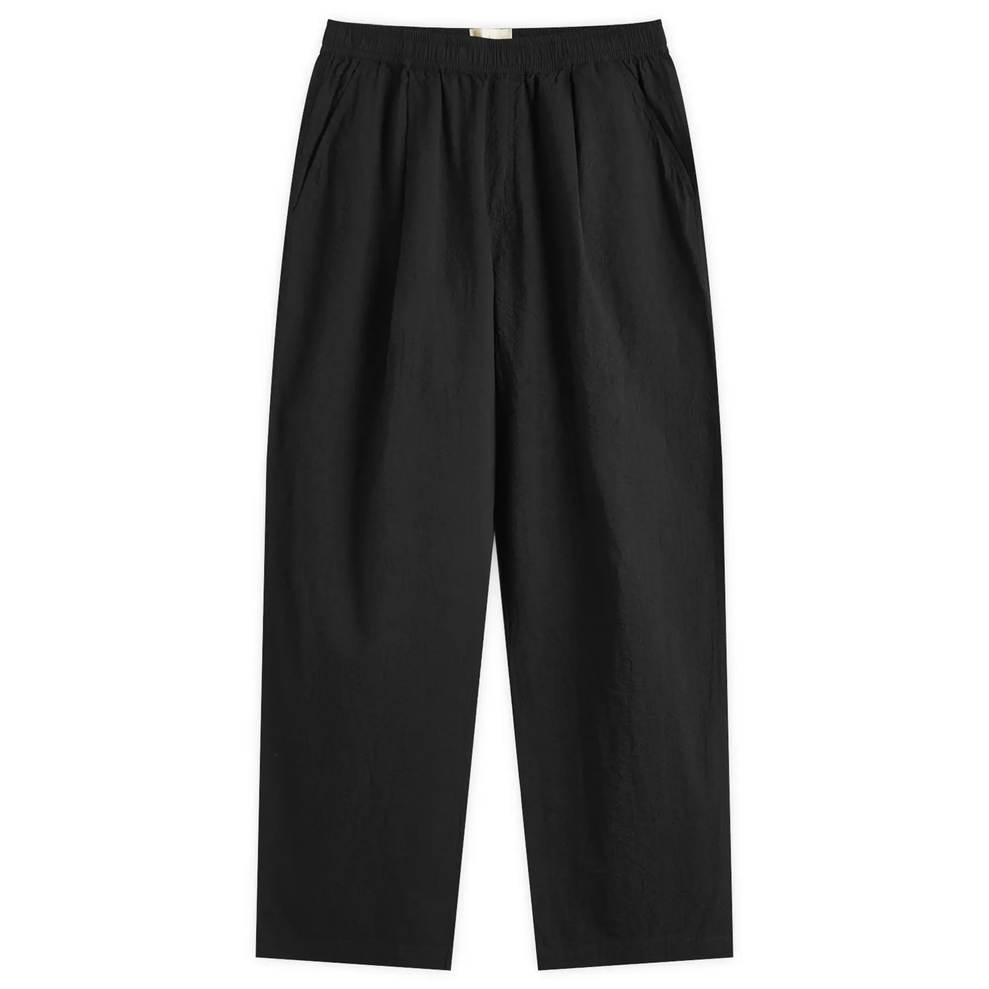 Folk Men's Elasticated Wide Fit Trouser Black Seersucker