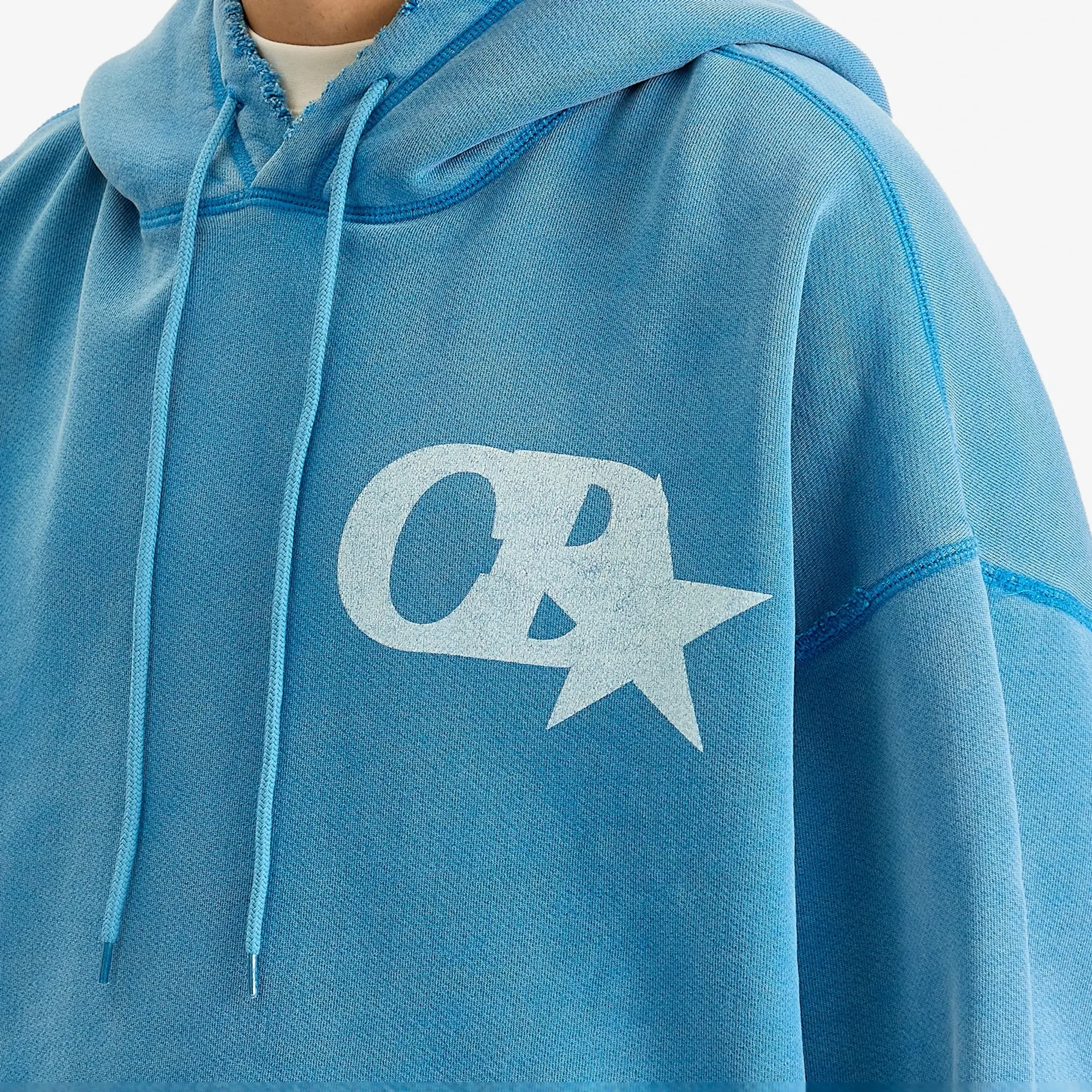 Cole Buxton Men's CB Star Distressed Pocket Hoodie Washed Blue