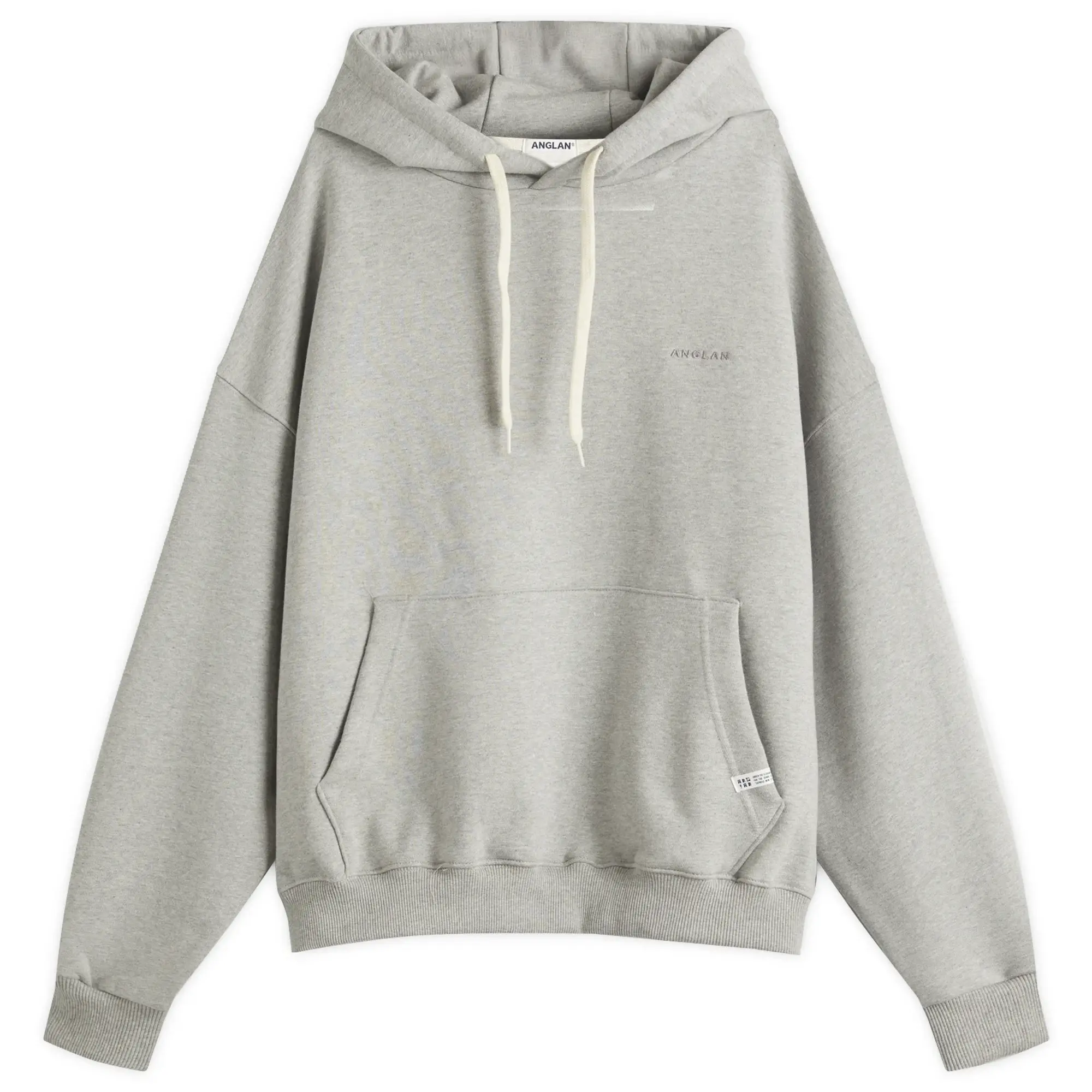 Anglan Men's Valley Tuck Sweat Balloon Hoodie Melange Grey