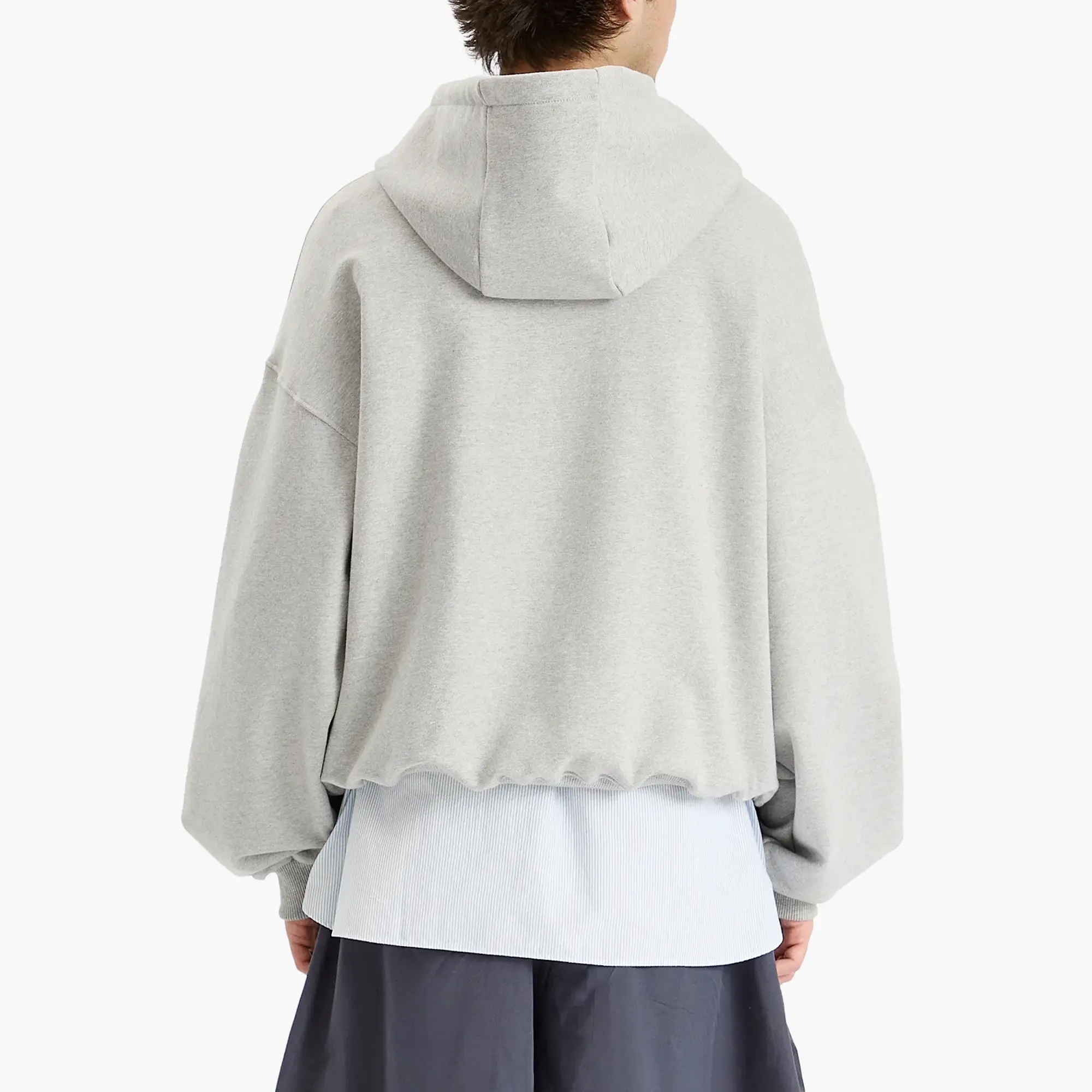 Anglan Men's Valley Tuck Sweat Balloon Hoodie Melange Grey