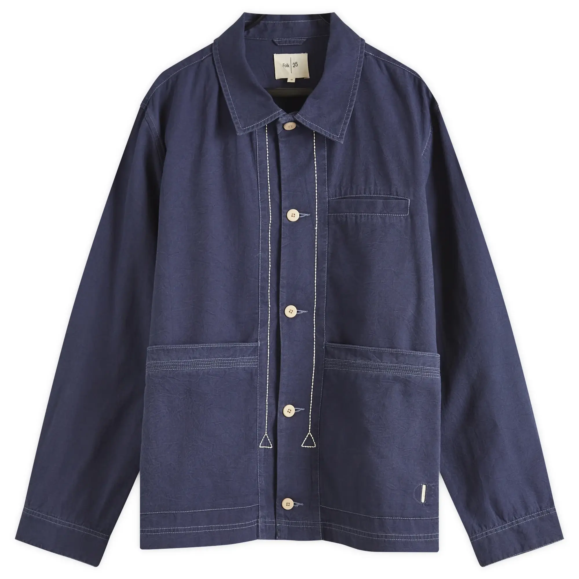 Folk Men's Lunar Jacket Ink Blue Crinkle Canvas