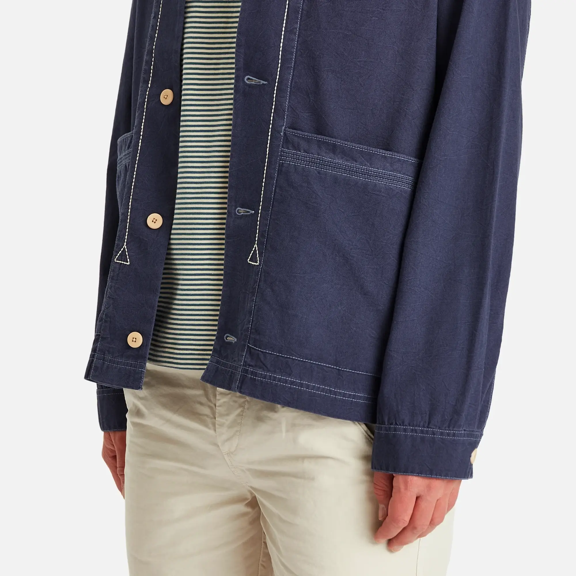 Folk Men's Lunar Jacket Ink Blue Crinkle Canvas