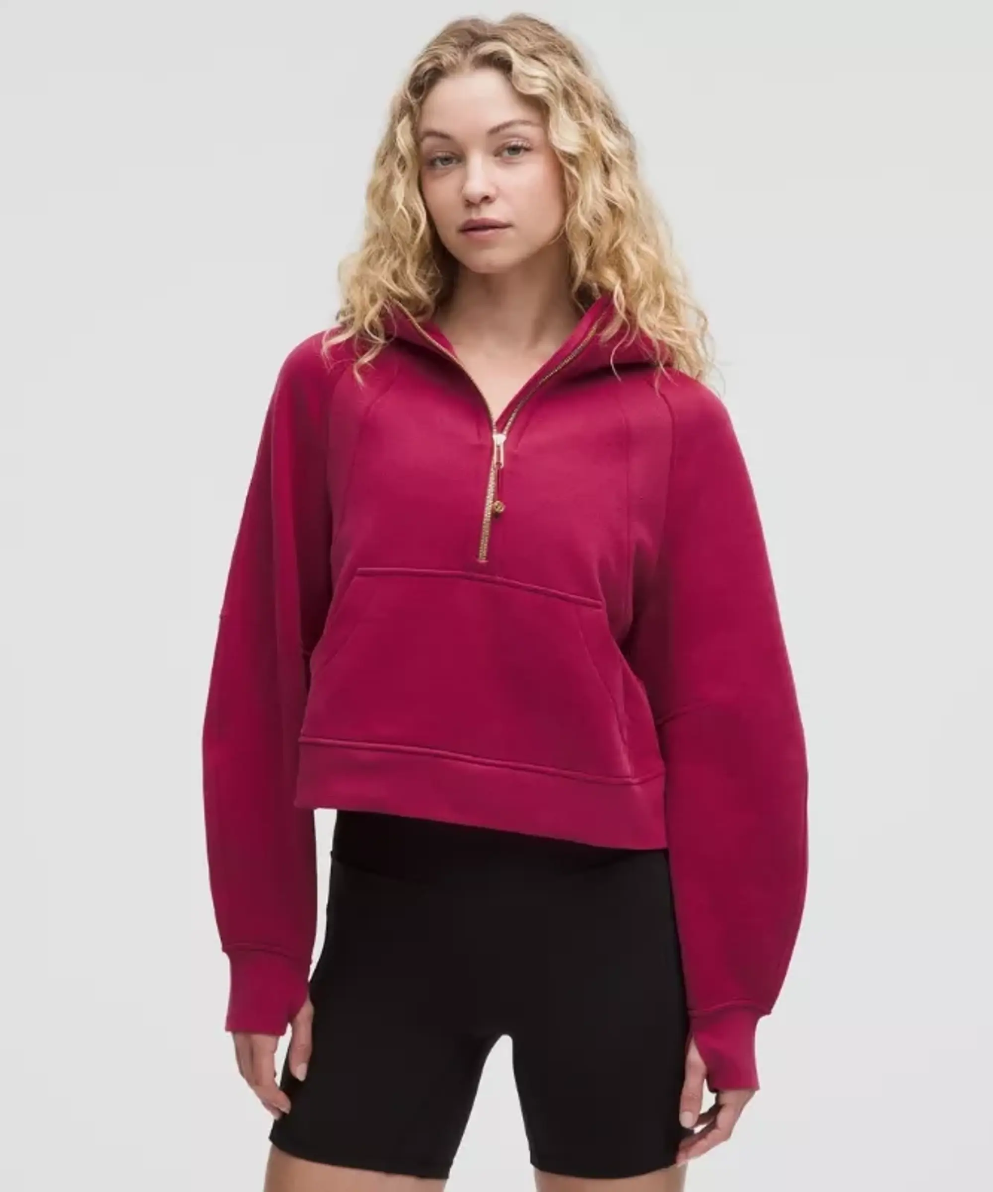 lululemon – Women's Scuba Oversized Half-Zip Hoodie – Color Gold/Pink – Size M/L