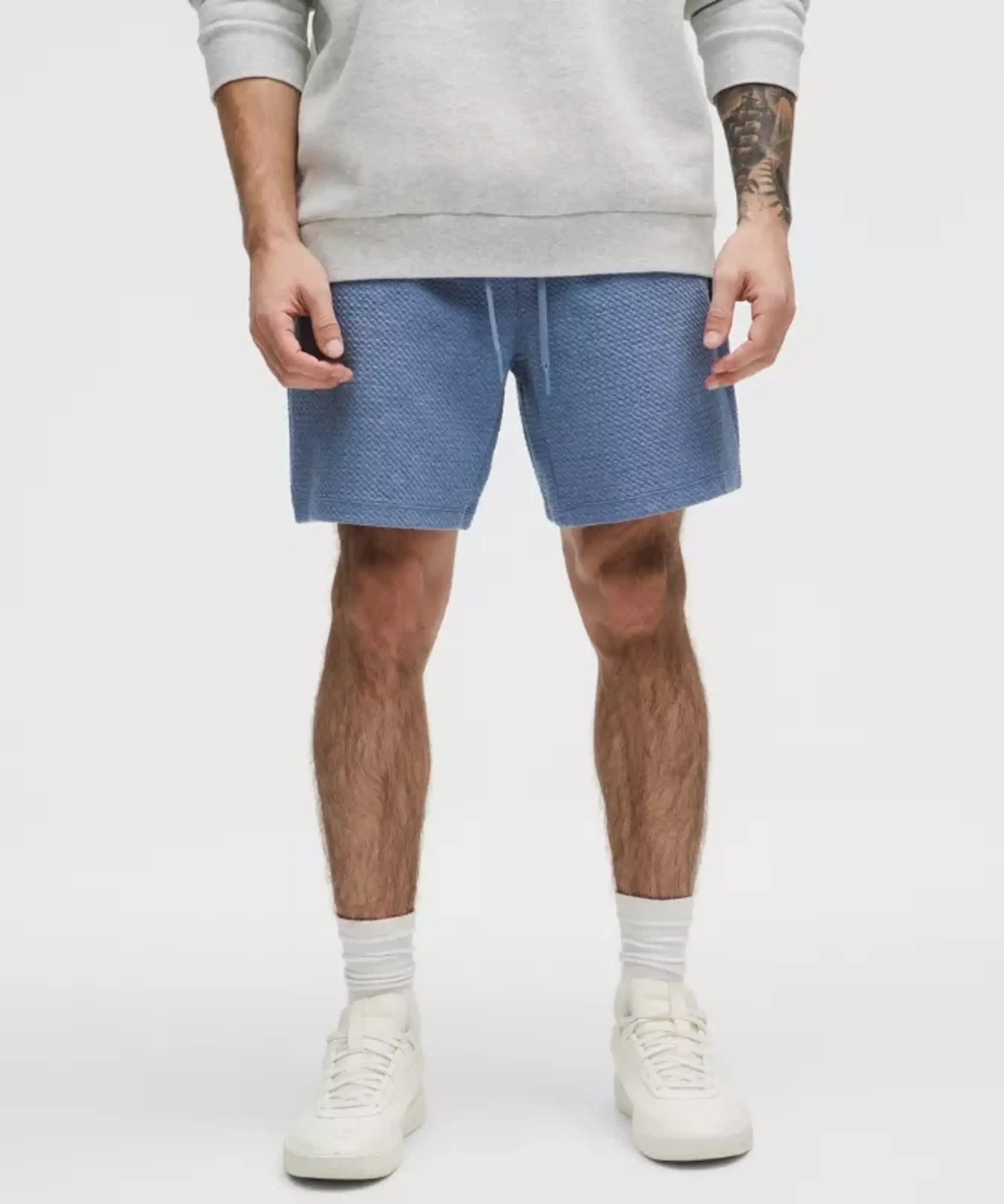 lululemon – Men's Textured Double-Knit Shorts – 7" – Color Black/Blue – Size L