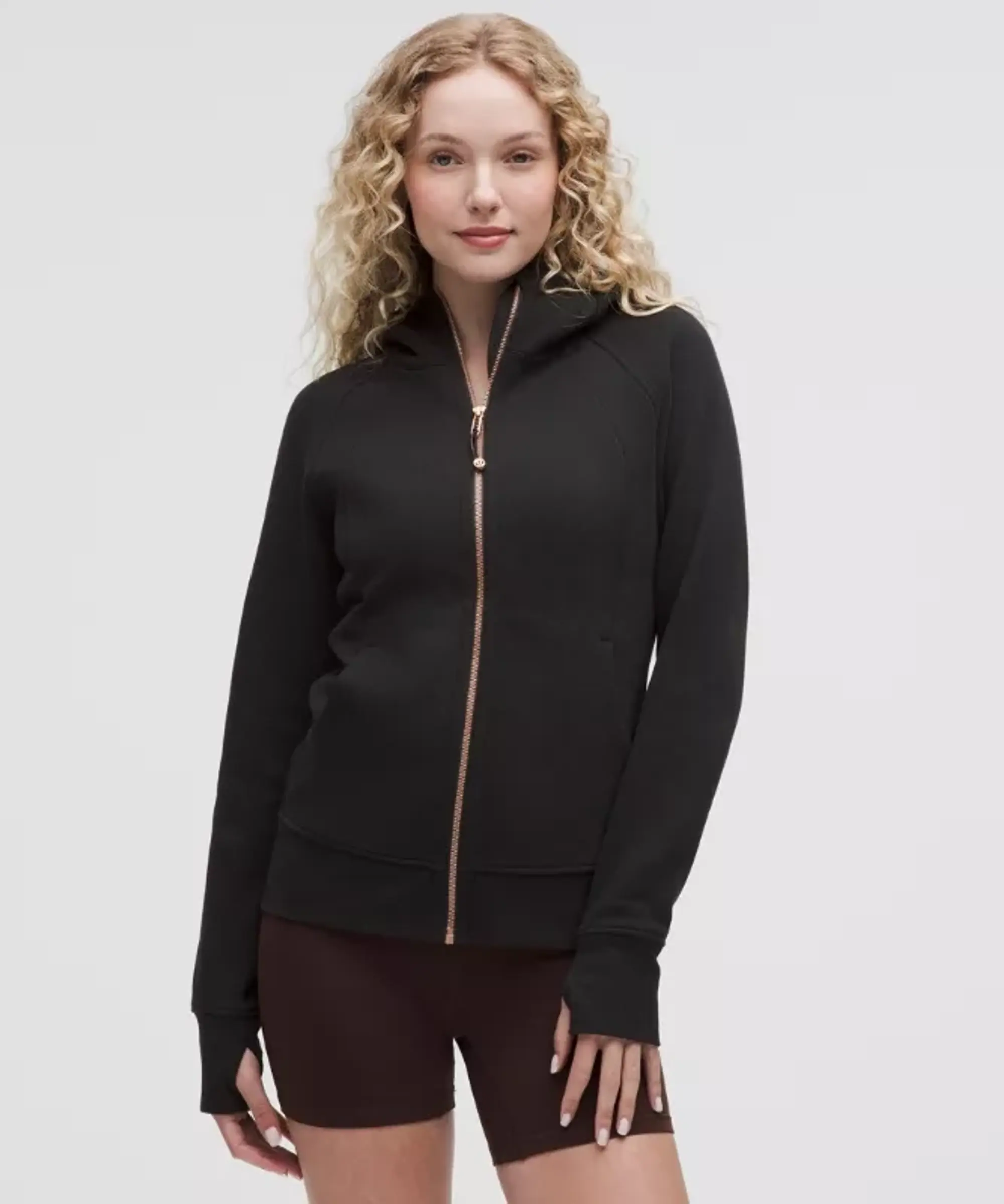 lululemon – Women's Scuba Full-Zip Hoodie – Color Black/Gold – Size 0
