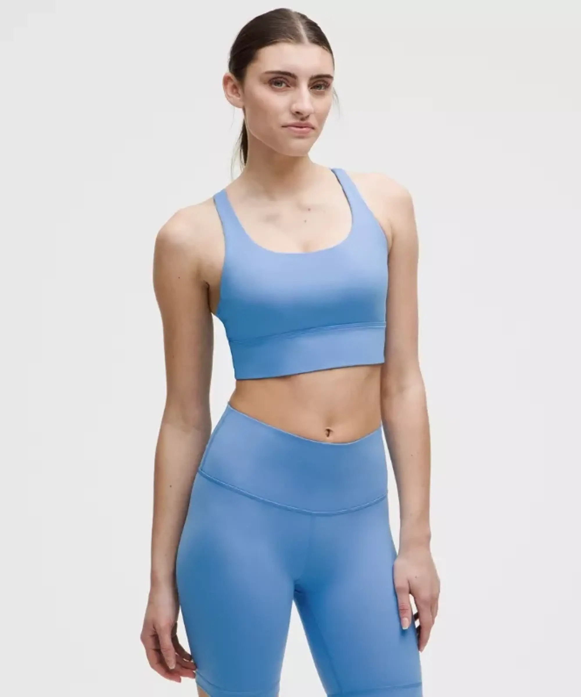 lululemon – Women's Energy Longline Sports Bra Medium Support, B-D Cups – Color Blue – Size 10