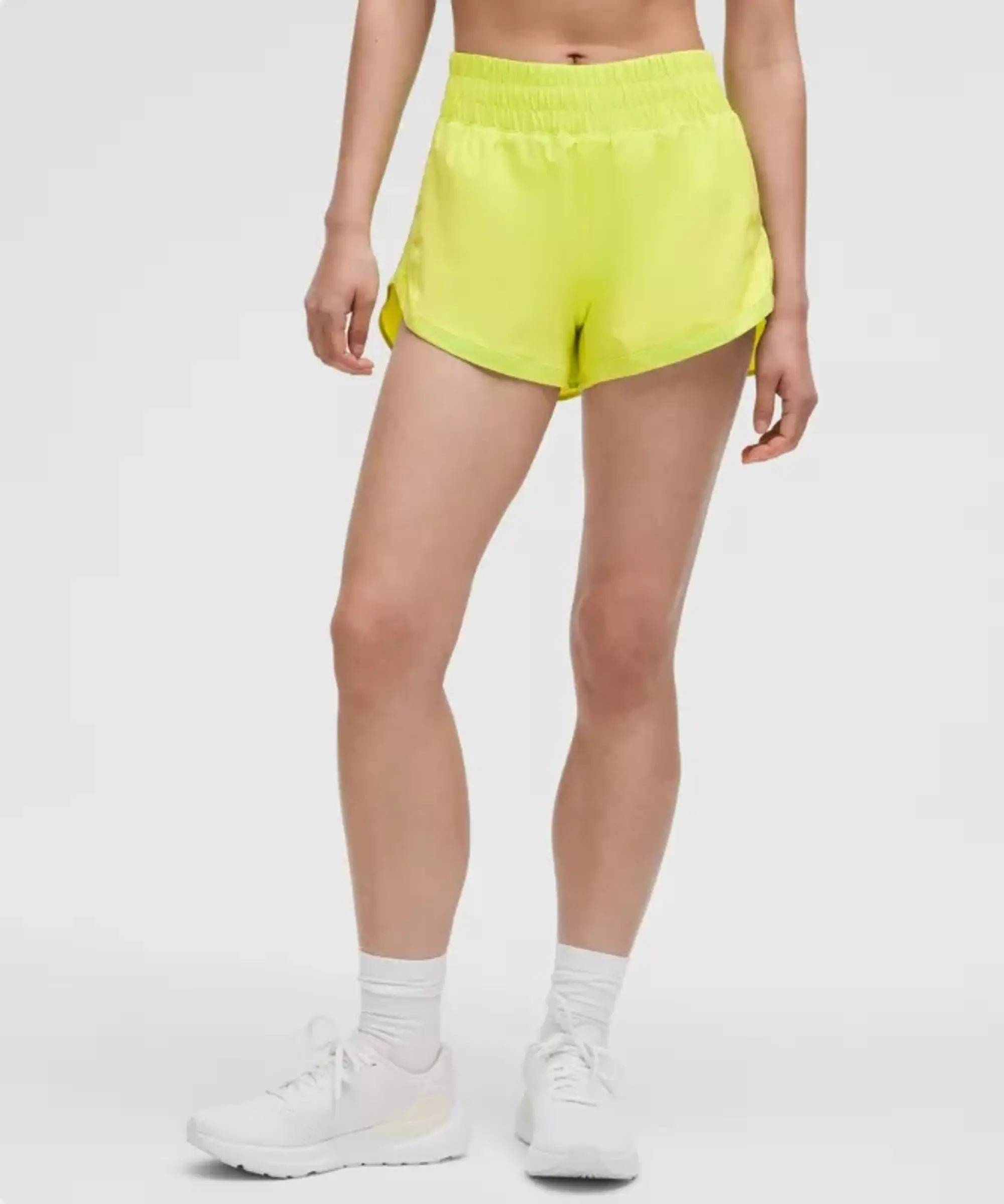 lululemon – Women's Track That High-Rise Lined Shorts – 3" – Color Green/Neon – Size 0