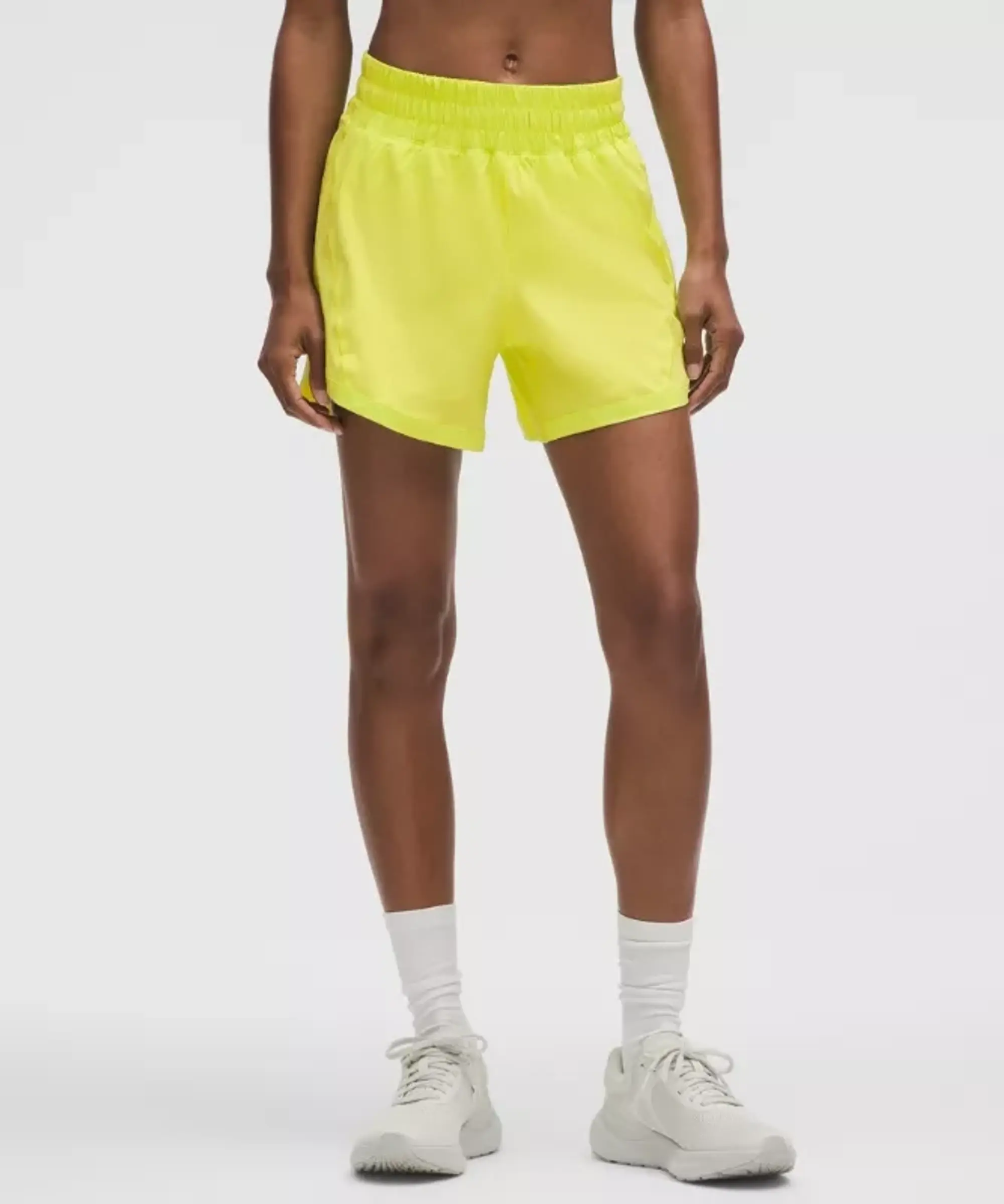 lululemon – Women's Track That High-Rise Lined Shorts – 5" – Color Green/Neon – Size 0