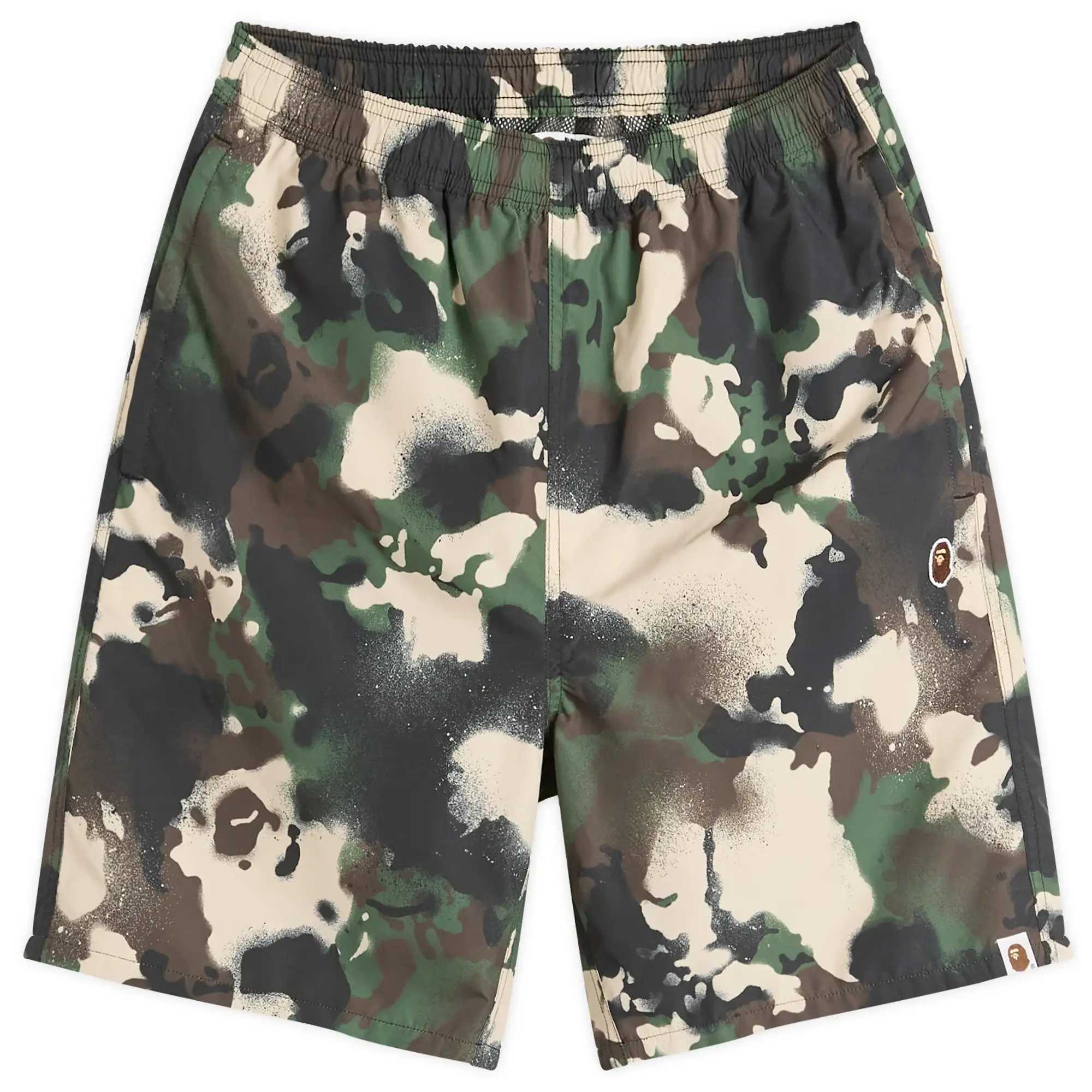 A Bathing Ape Men's Map Camo Regular Fit Beach Shorts Green