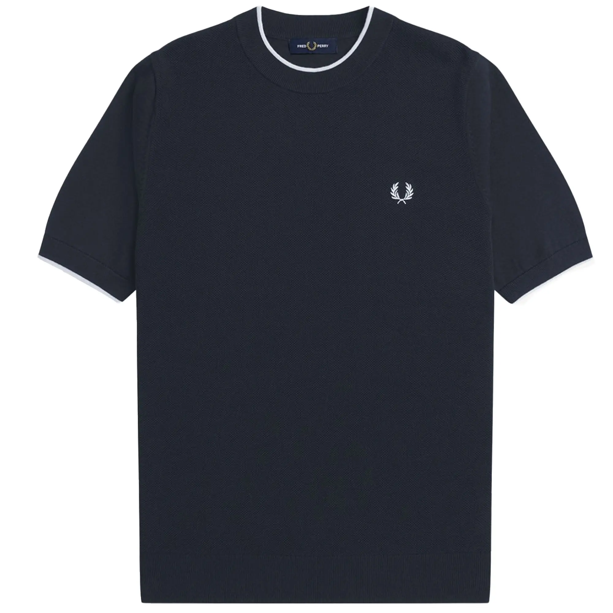 Texture Front Knitted T-Shirt - Navy