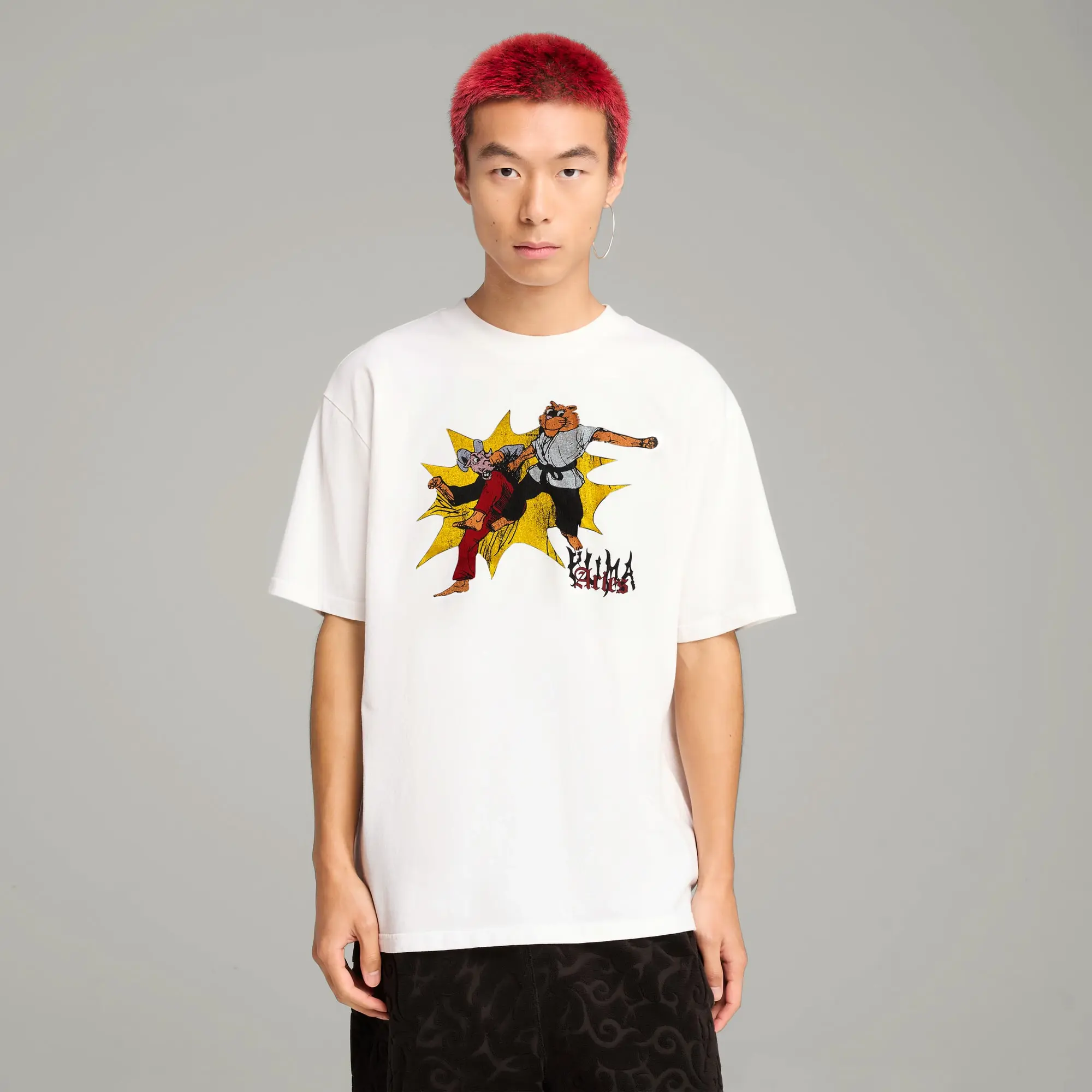 PUMA x Aries Graphic Tee Shirt Unisex, White, size Large