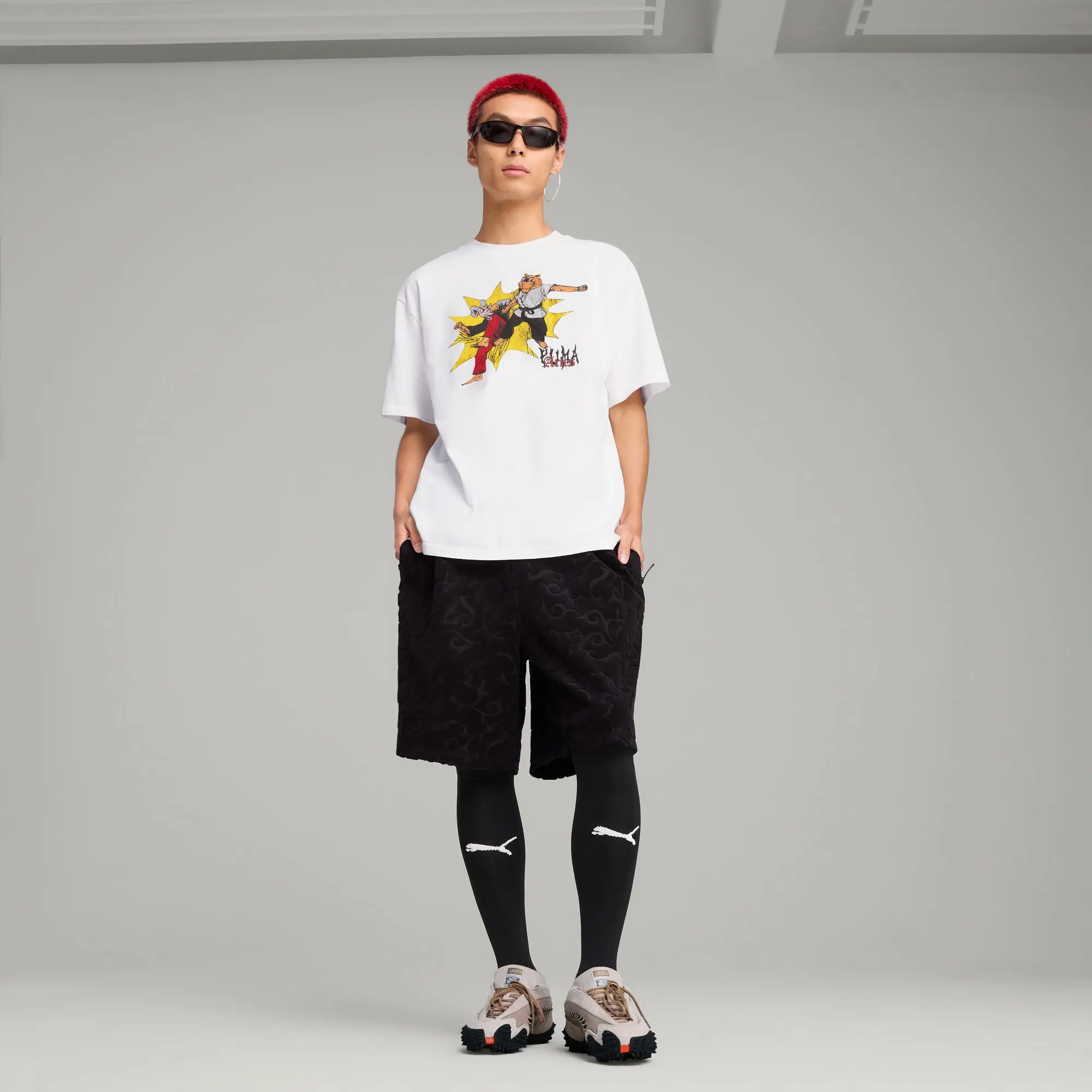 PUMA x Aries Graphic Tee Shirt Unisex, White, size Large
