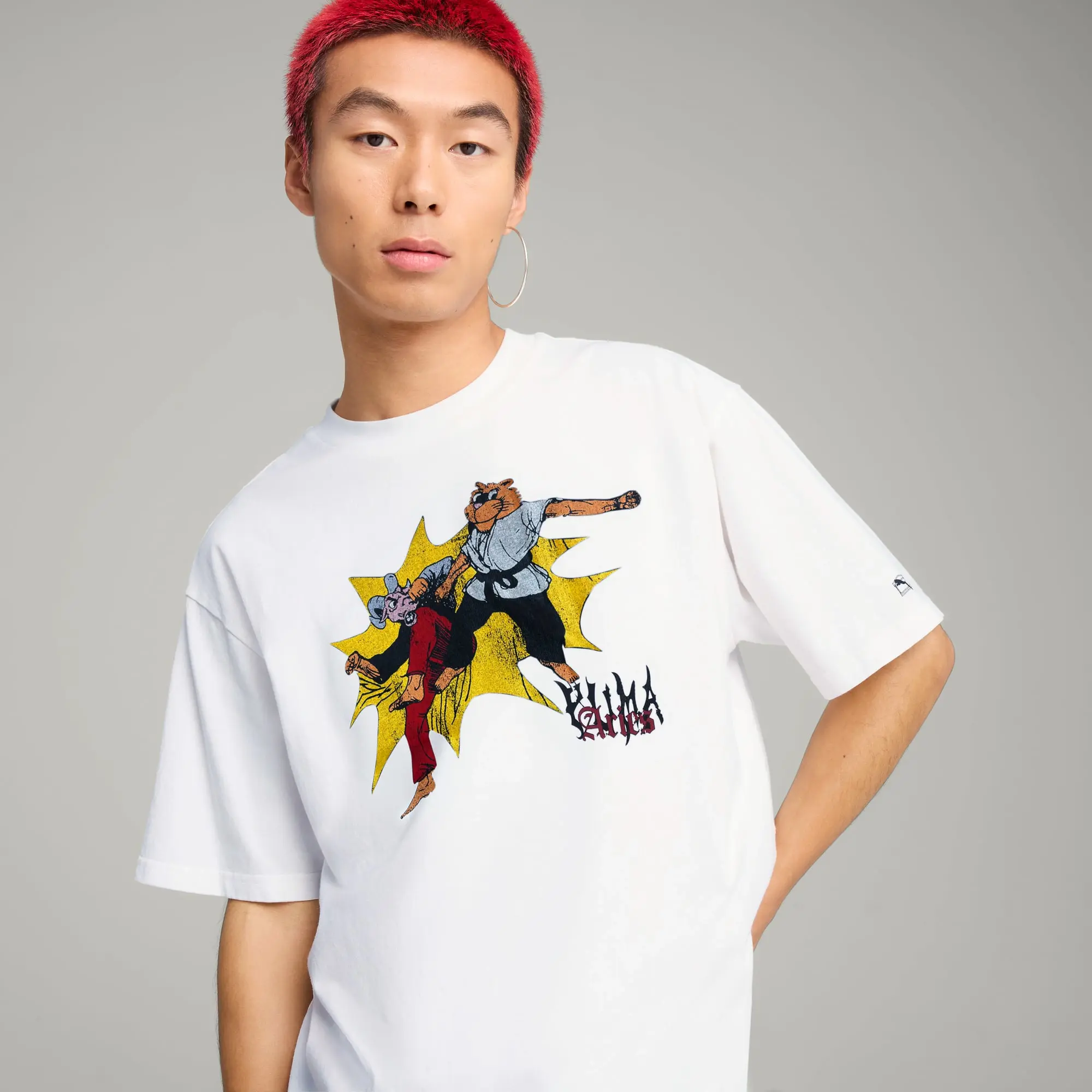 PUMA x Aries Graphic Tee Shirt Unisex, White, size Large