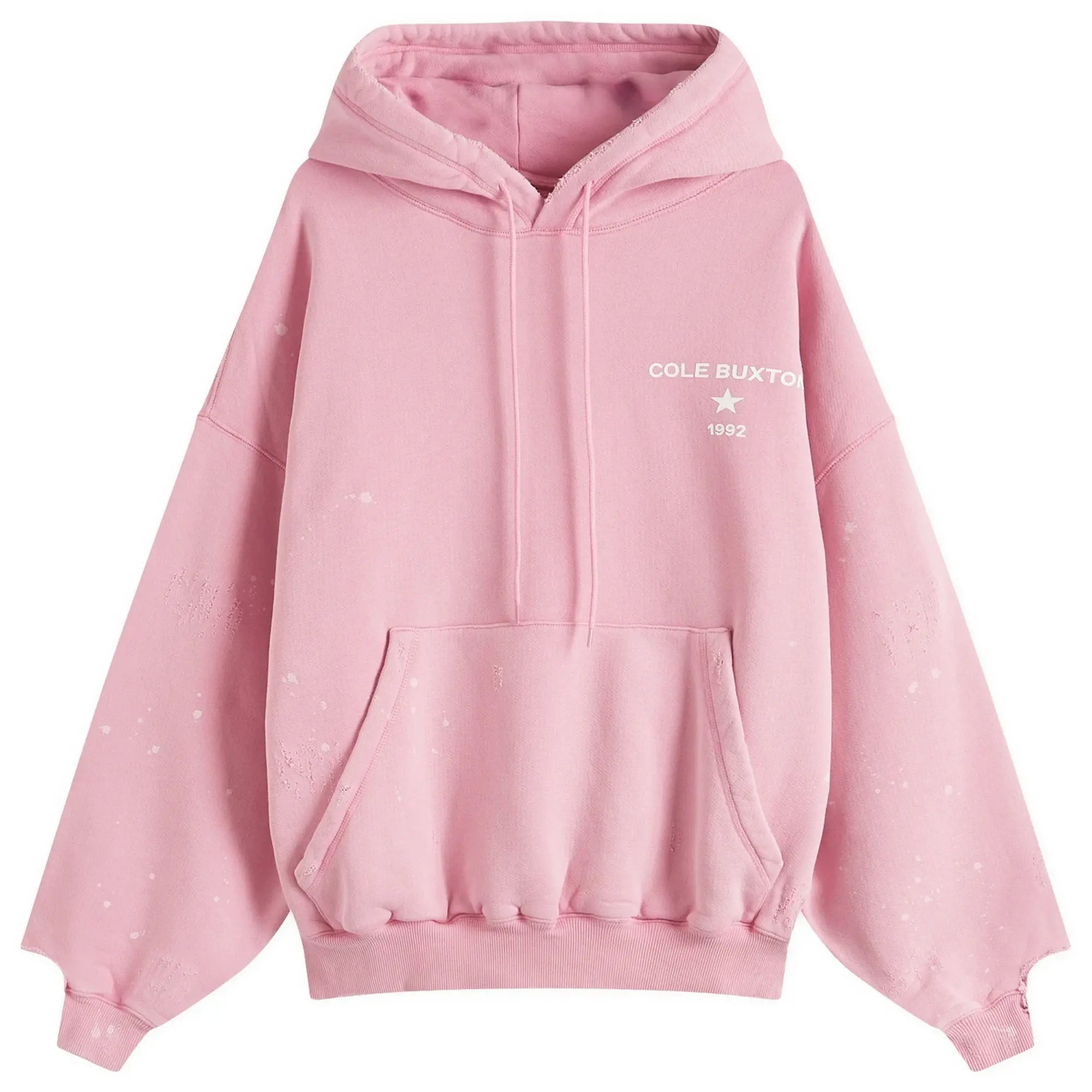Cole Buxton Men's 1992 Distressed Hoodie Washed Pink