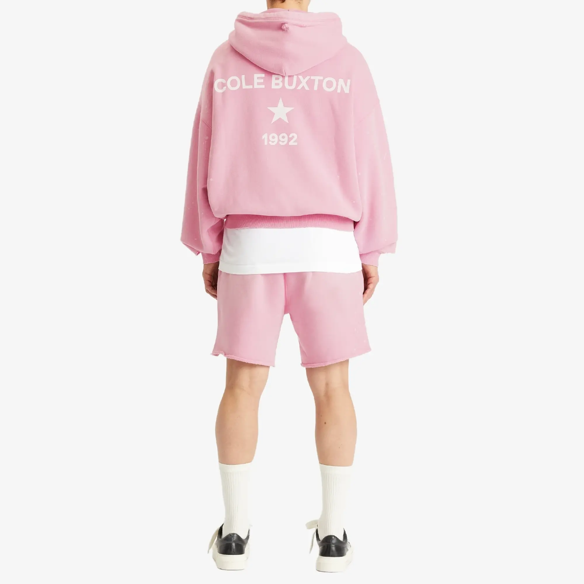 Cole Buxton Men's 1992 Distressed Hoodie Washed Pink