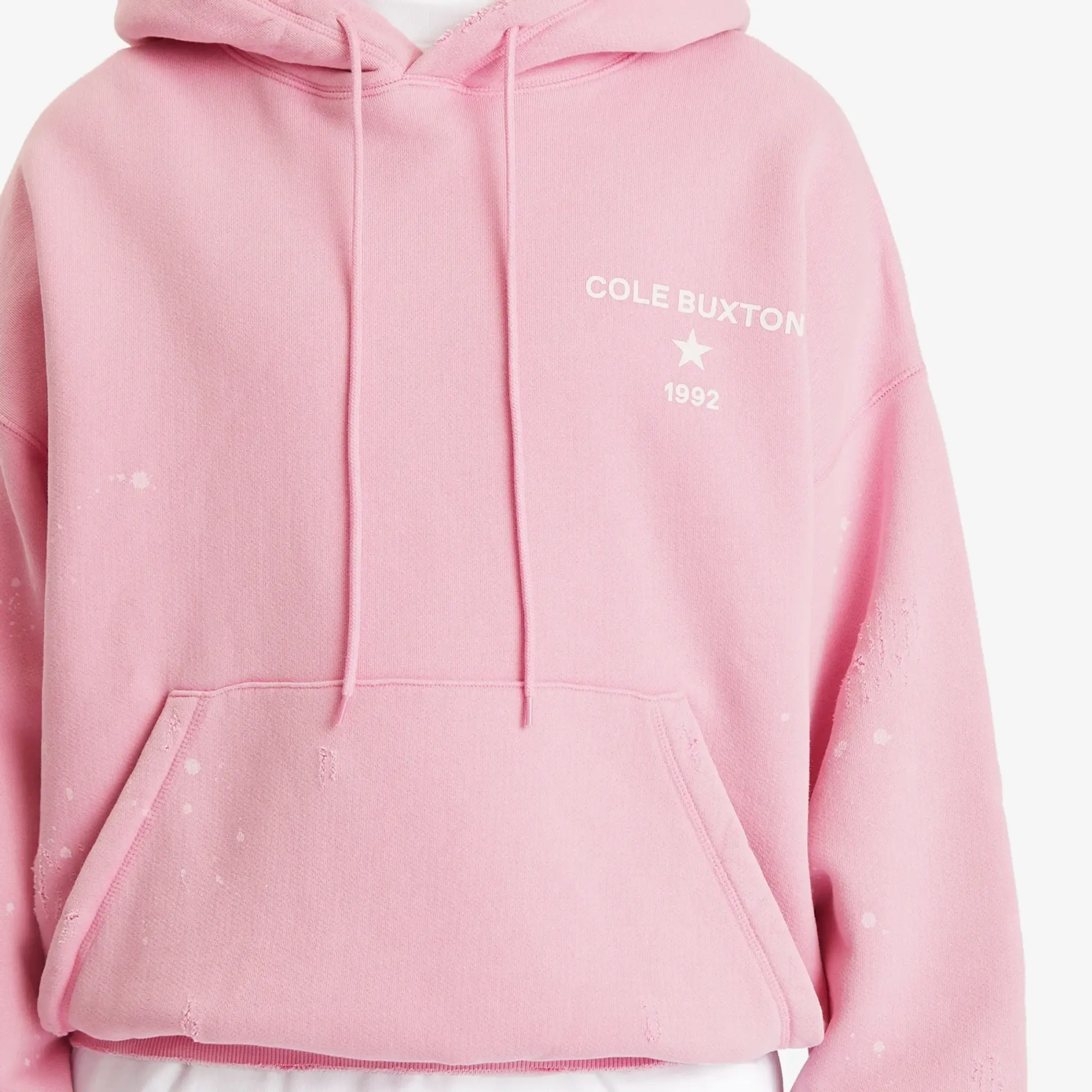 Cole Buxton Men's 1992 Distressed Hoodie Washed Pink