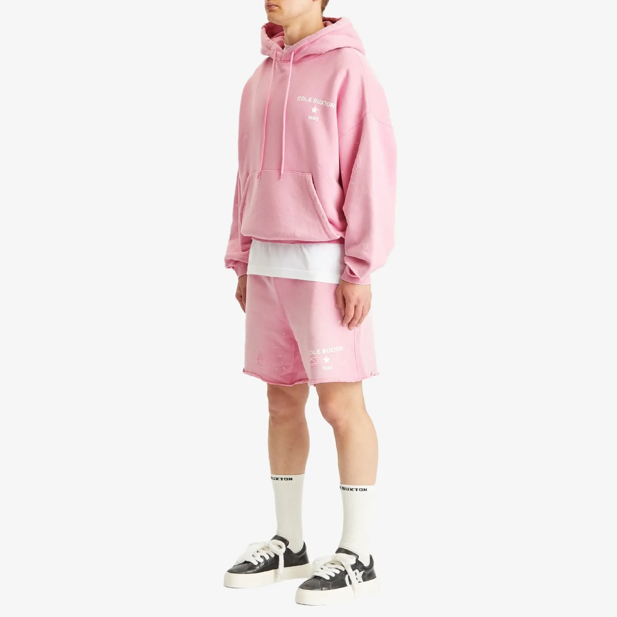 Cole Buxton Men's 1992 Distressed Shorts Washed Pink