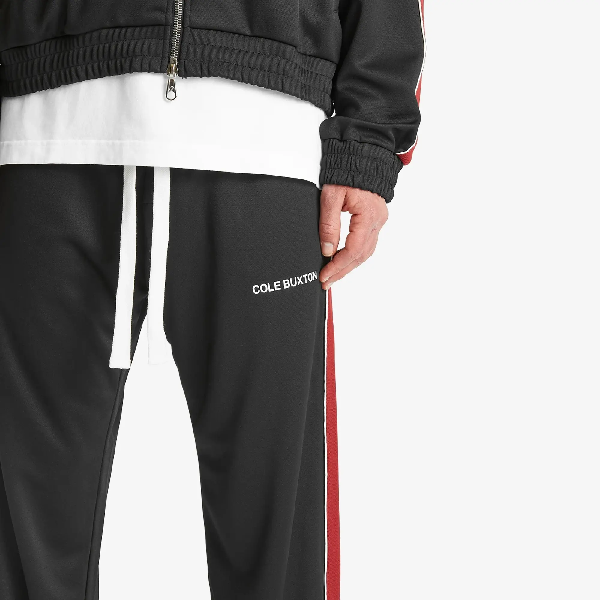 Cole Buxton Men's Contrast Tape Track Pant Black/Red