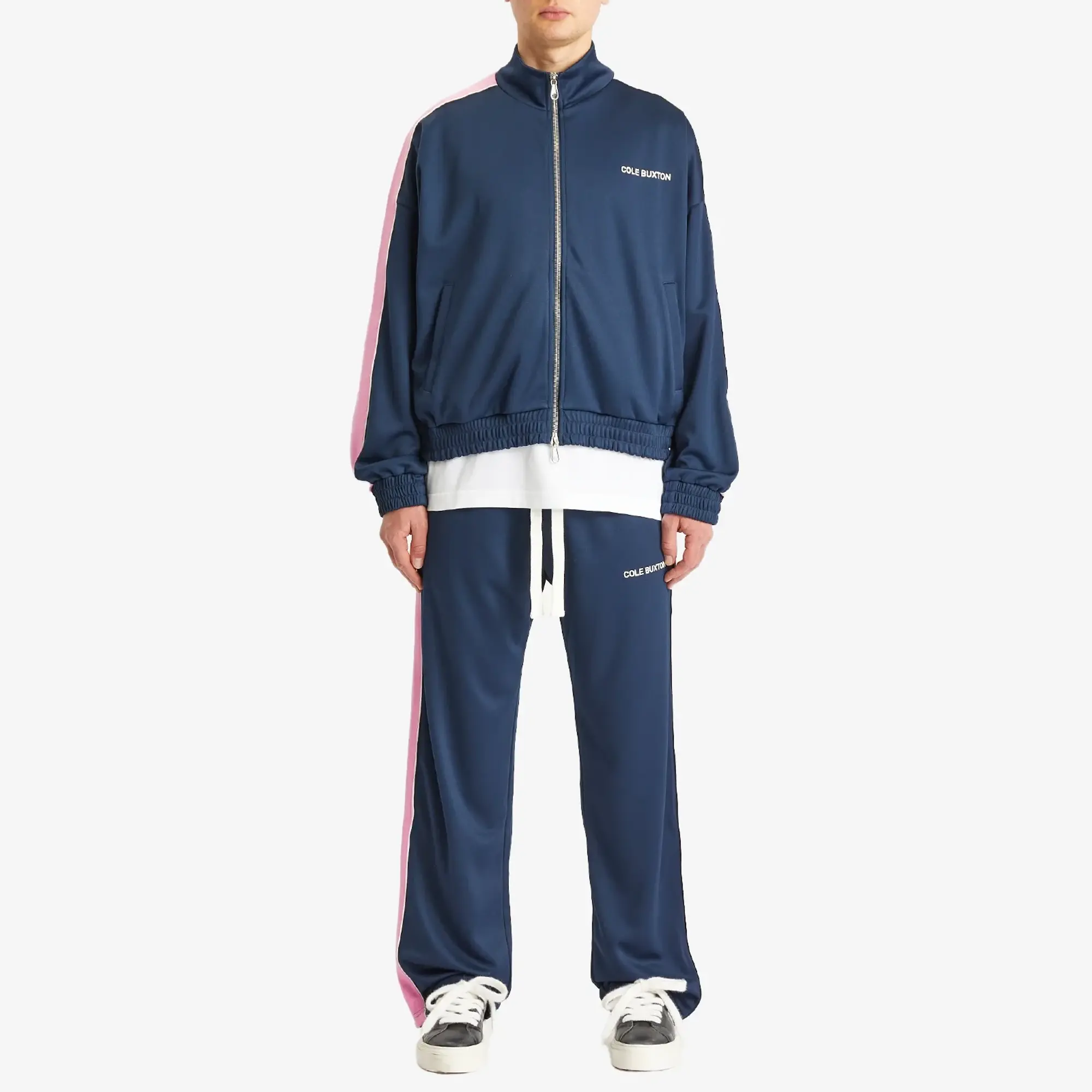 Cole Buxton Men's Contrast Tape Track Pant Blue/Pink