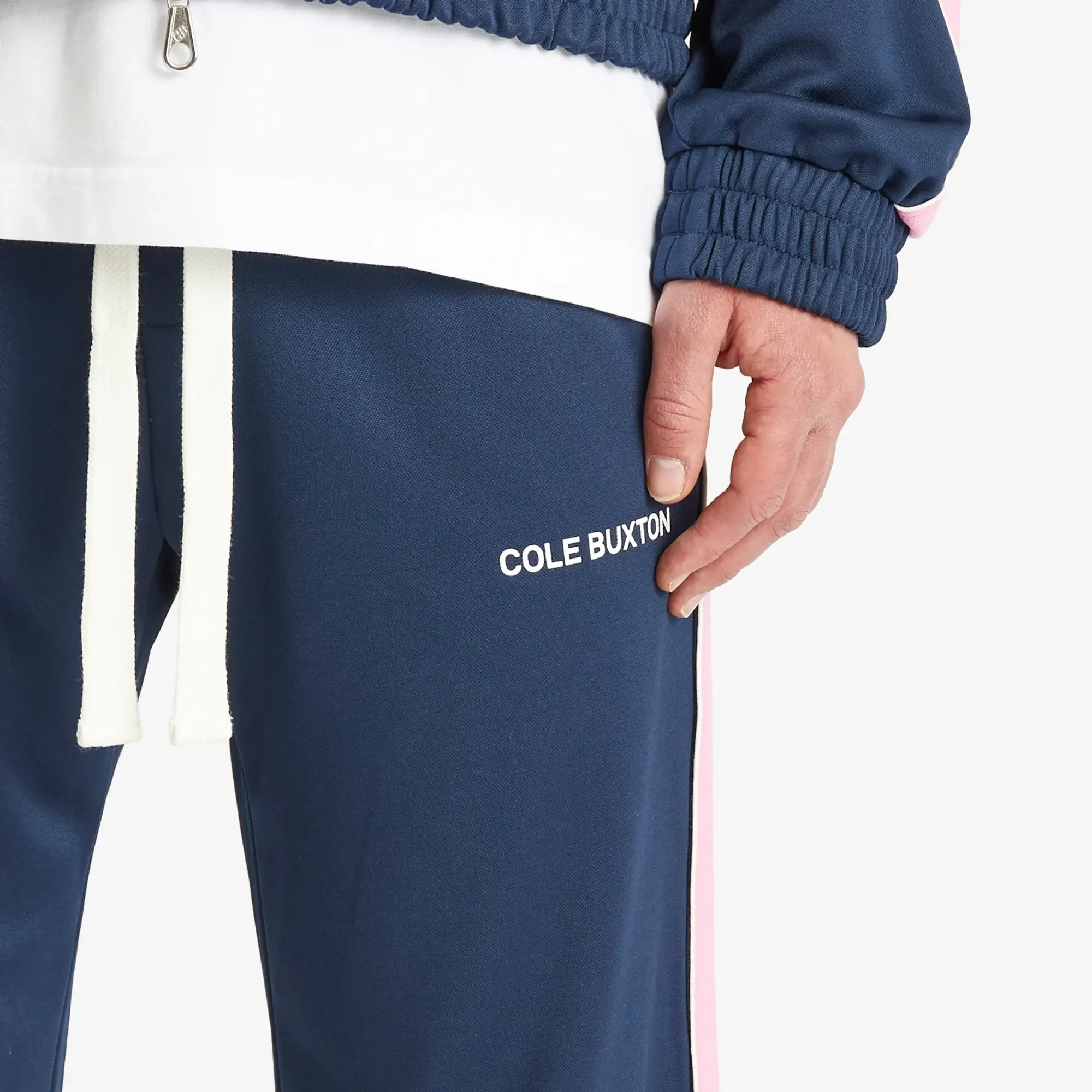 Cole Buxton Men's Contrast Tape Track Pant Blue/Pink
