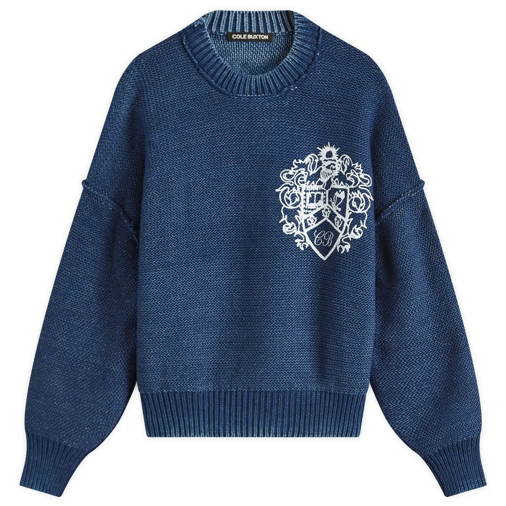 Cole Buxton Men's Denim Knit Jumper Navy