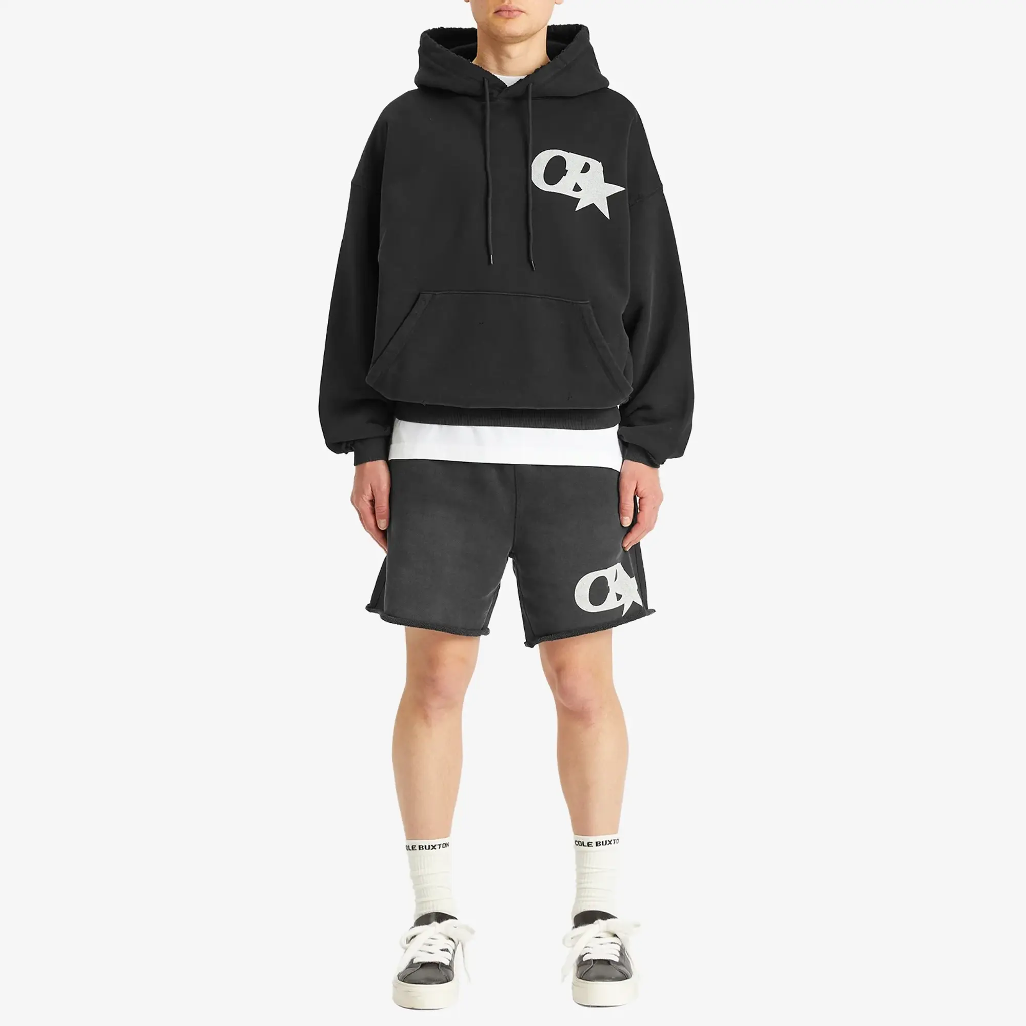 Cole Buxton Men's CB Star Distressed Pocket Hoodie Vintage Black