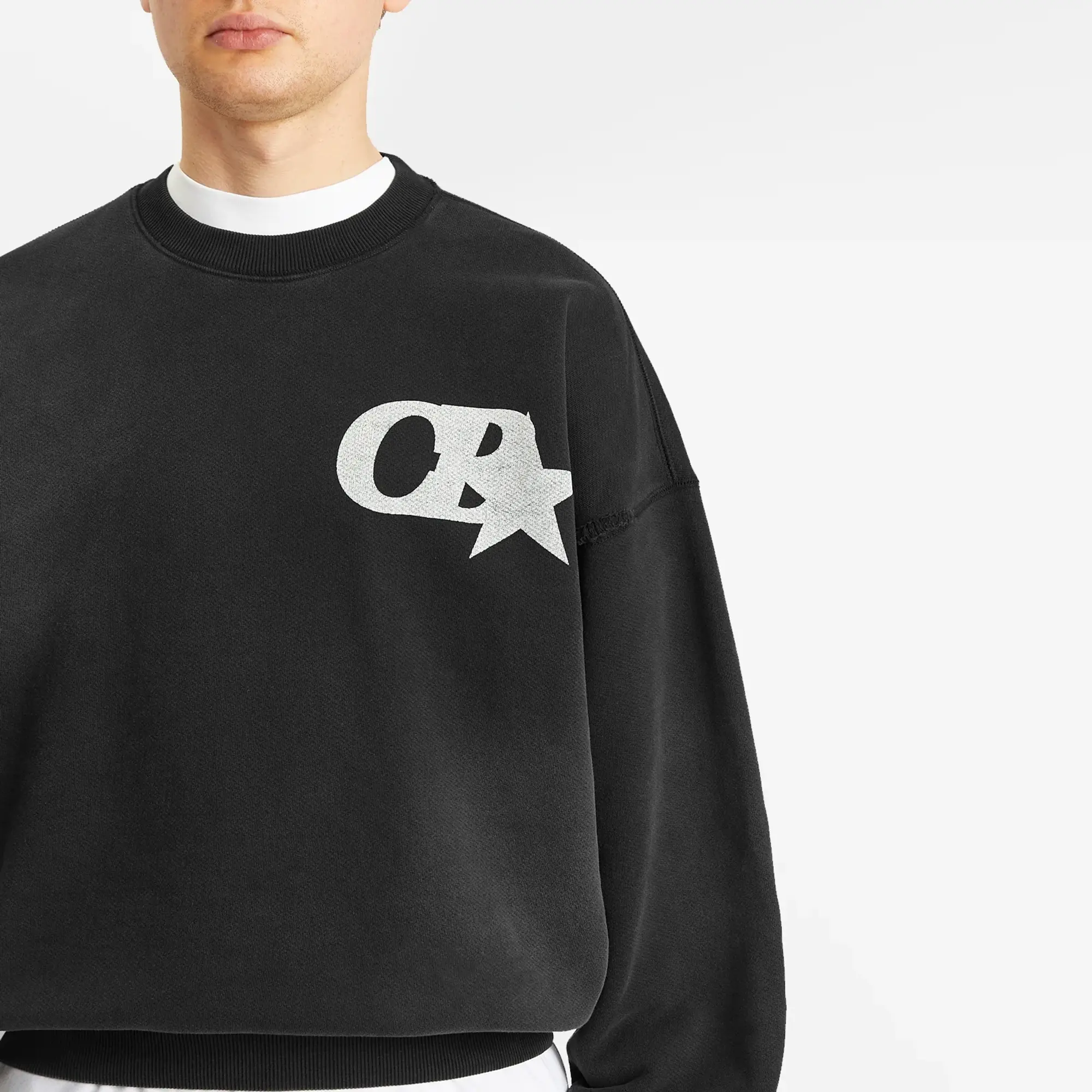 Cole Buxton Men's CB Star Distressed Sweatshirt Vintage Black