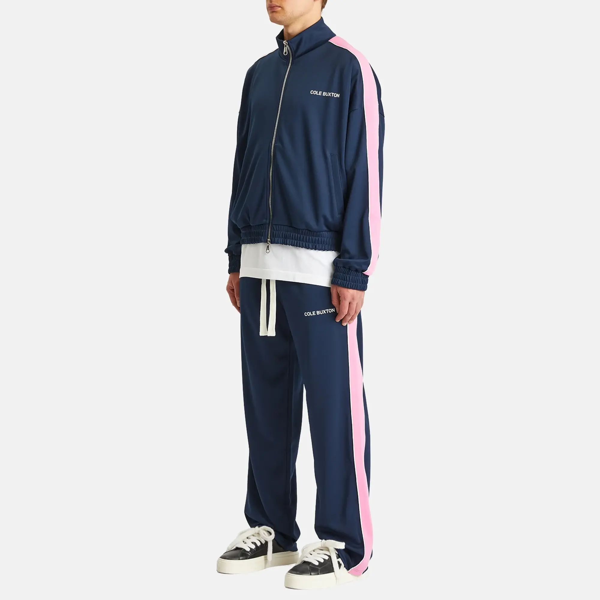 Cole Buxton Men's Contrast Tape Track Jacket Blue/Pink