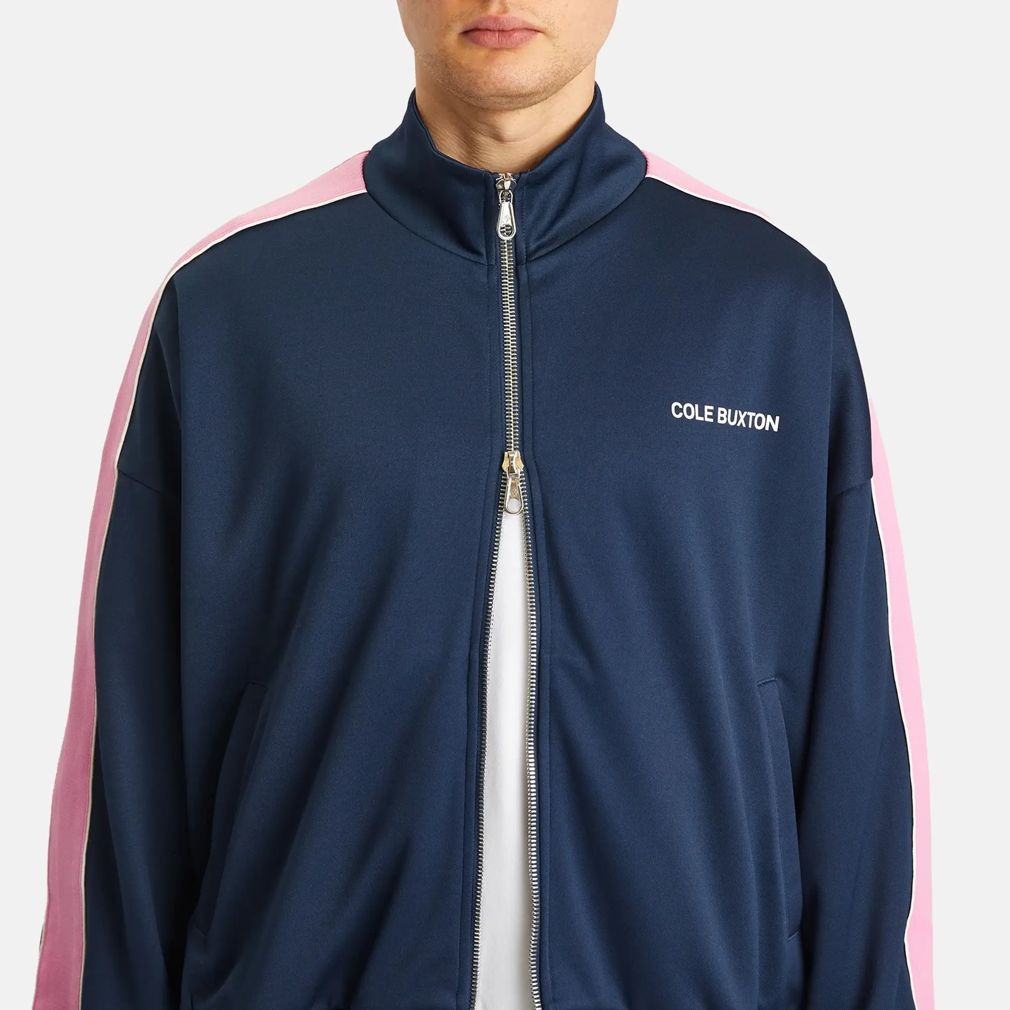 Cole Buxton Men's Contrast Tape Track Jacket Blue/Pink