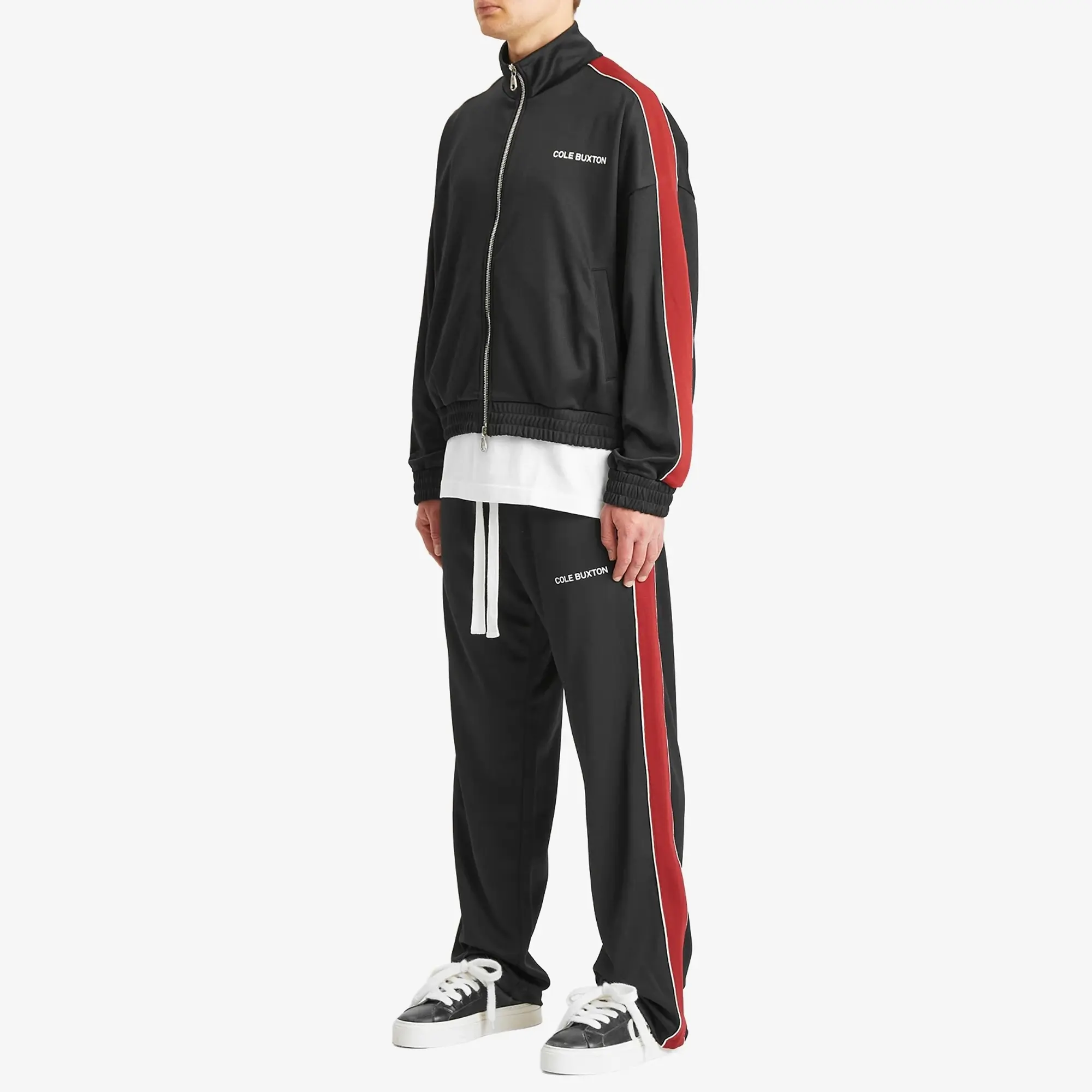 Cole Buxton Men's Contrast Tape Track Jacket Black/Red