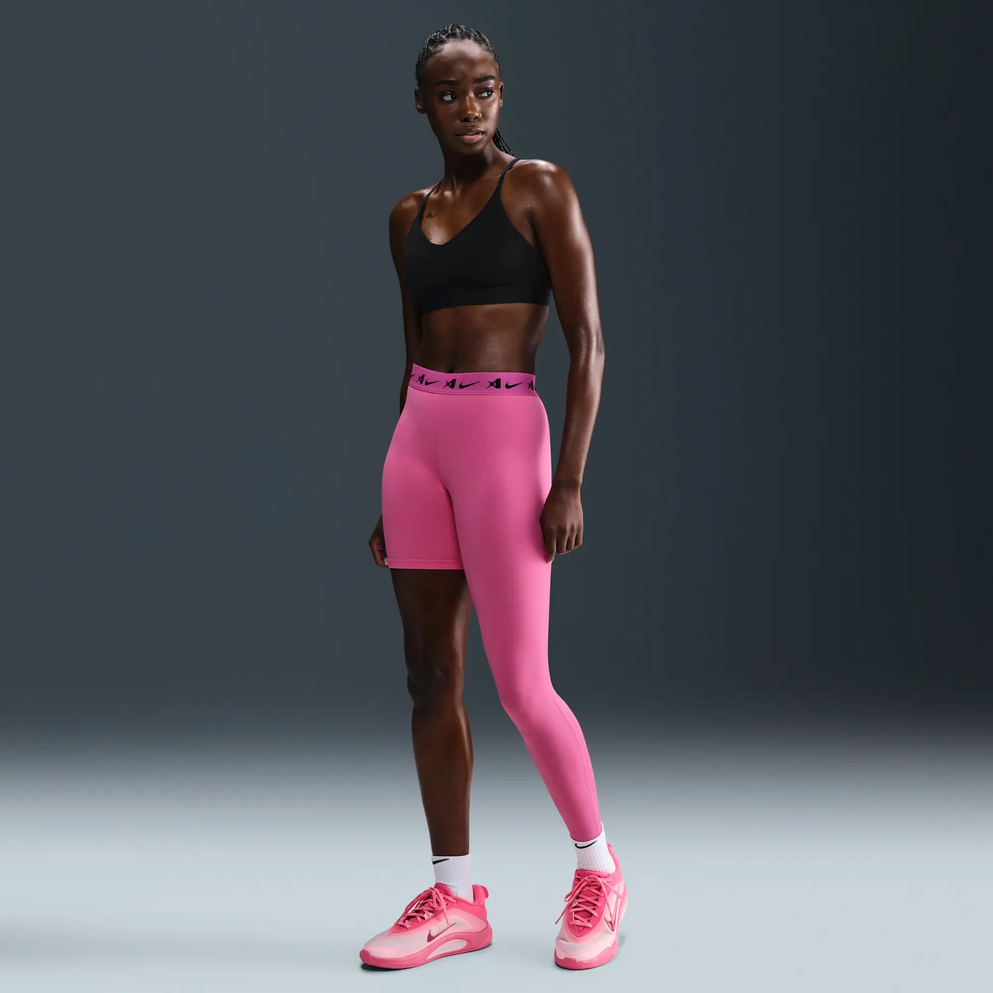 Nike A'ja Wilson Women's A'symmetric Mid-Rise Single-Leg Basketball Leggings - Pink - Sustainable Materials