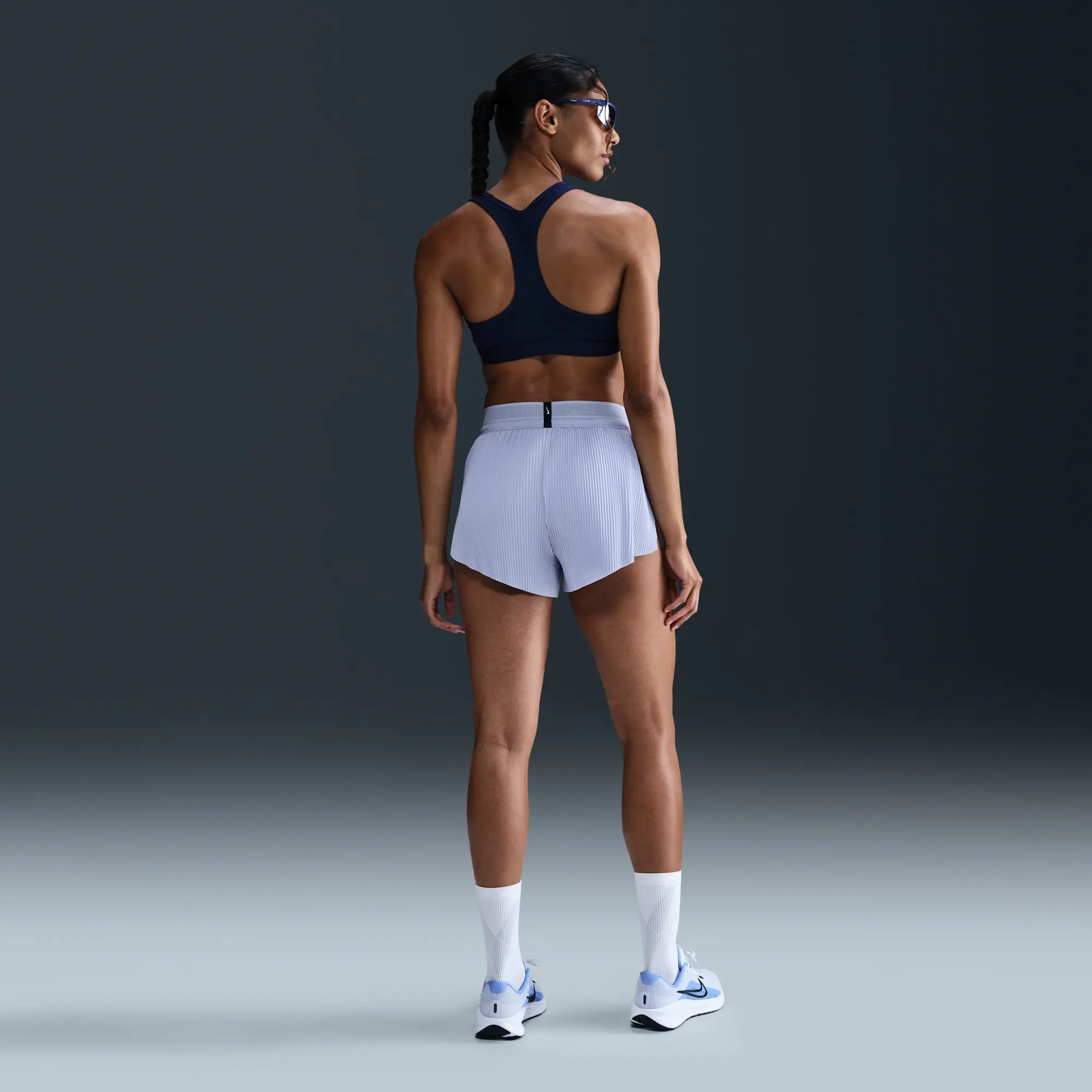 Nike AeroSwift Women's Dri-FIT ADV Mid-Rise Brief-Lined 8cm (approx.) Running Shorts - Grey - Recycled Polyester Minimum