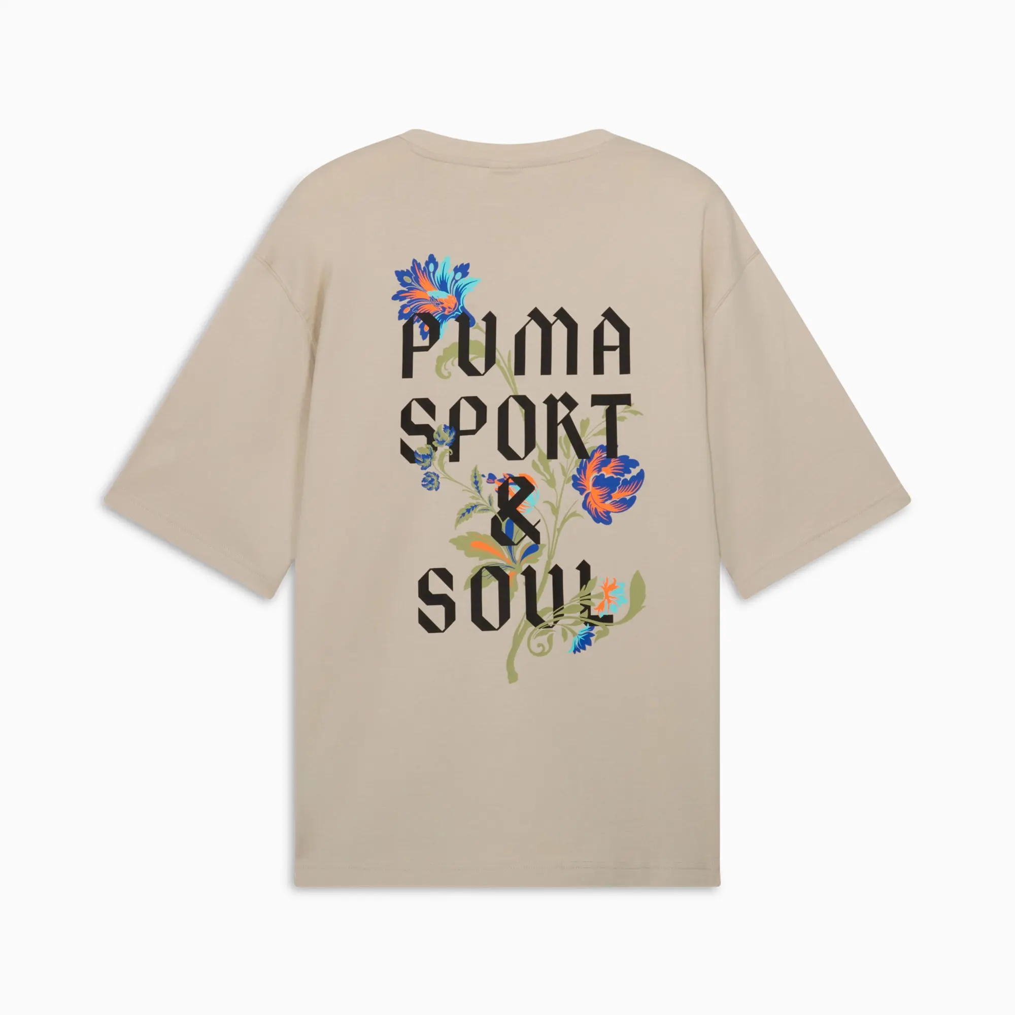 PUMA Floral Sport Graphic Boxy T-Shirt Men, Desert Dust, size Large