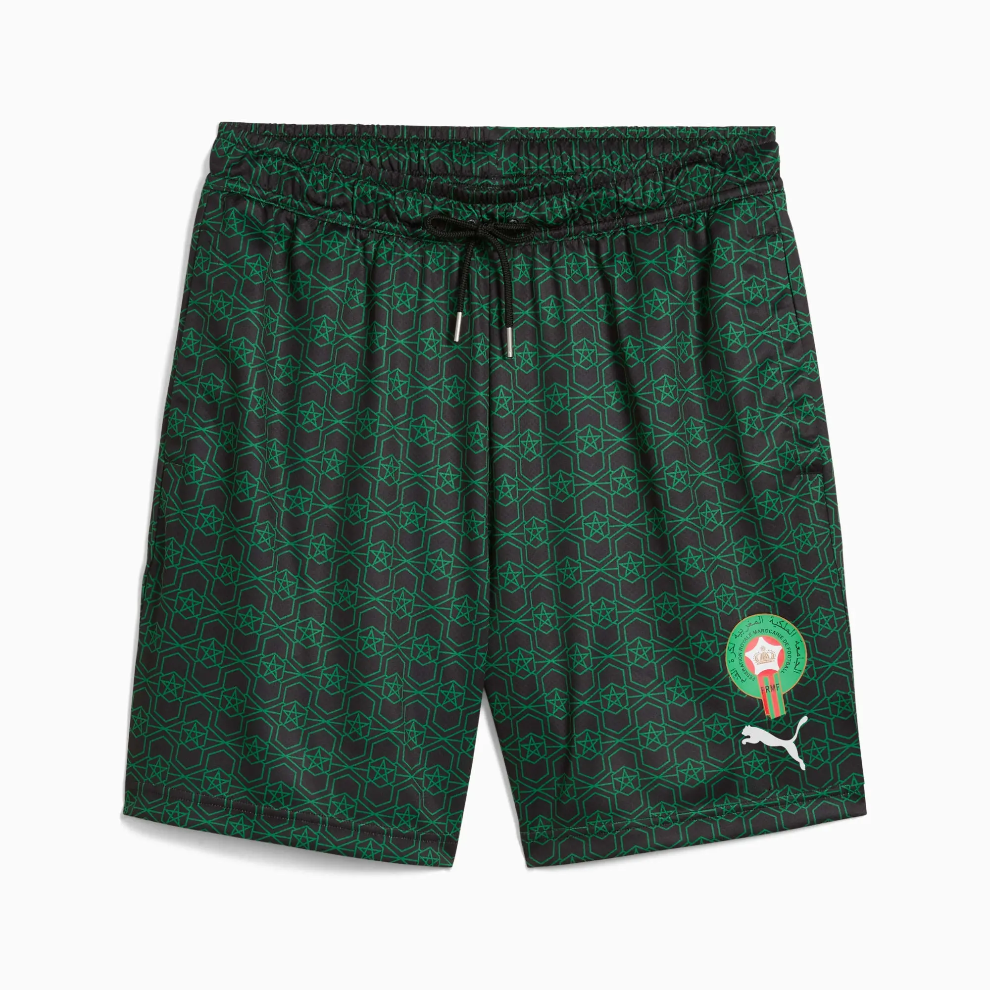 PUMA Morocco All-Over Print 6" Shorts Unisex, Black/Archive Green, size 3XL