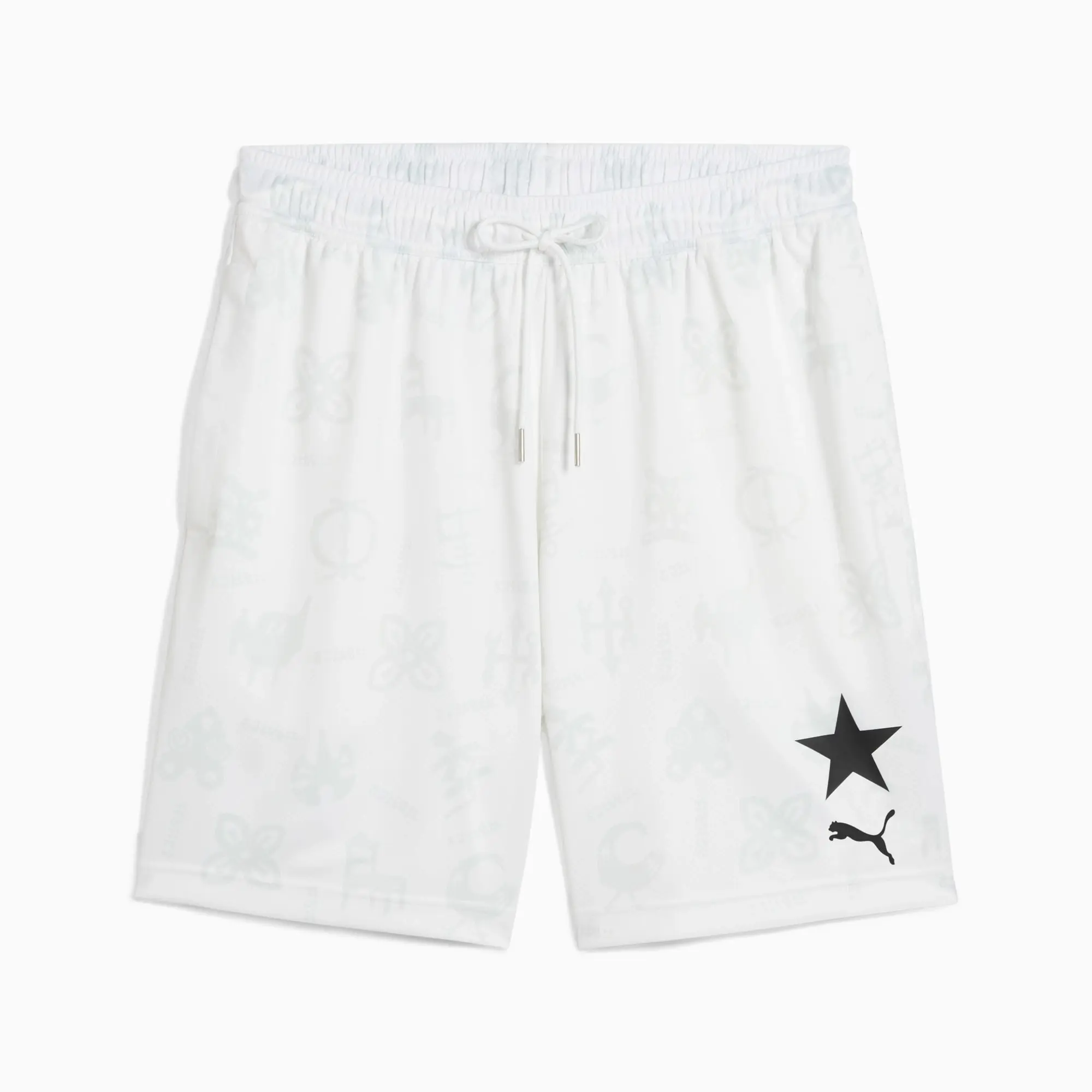 PUMA Ghana All-Over Print 6" Shorts Unisex, White/Black, size Large
