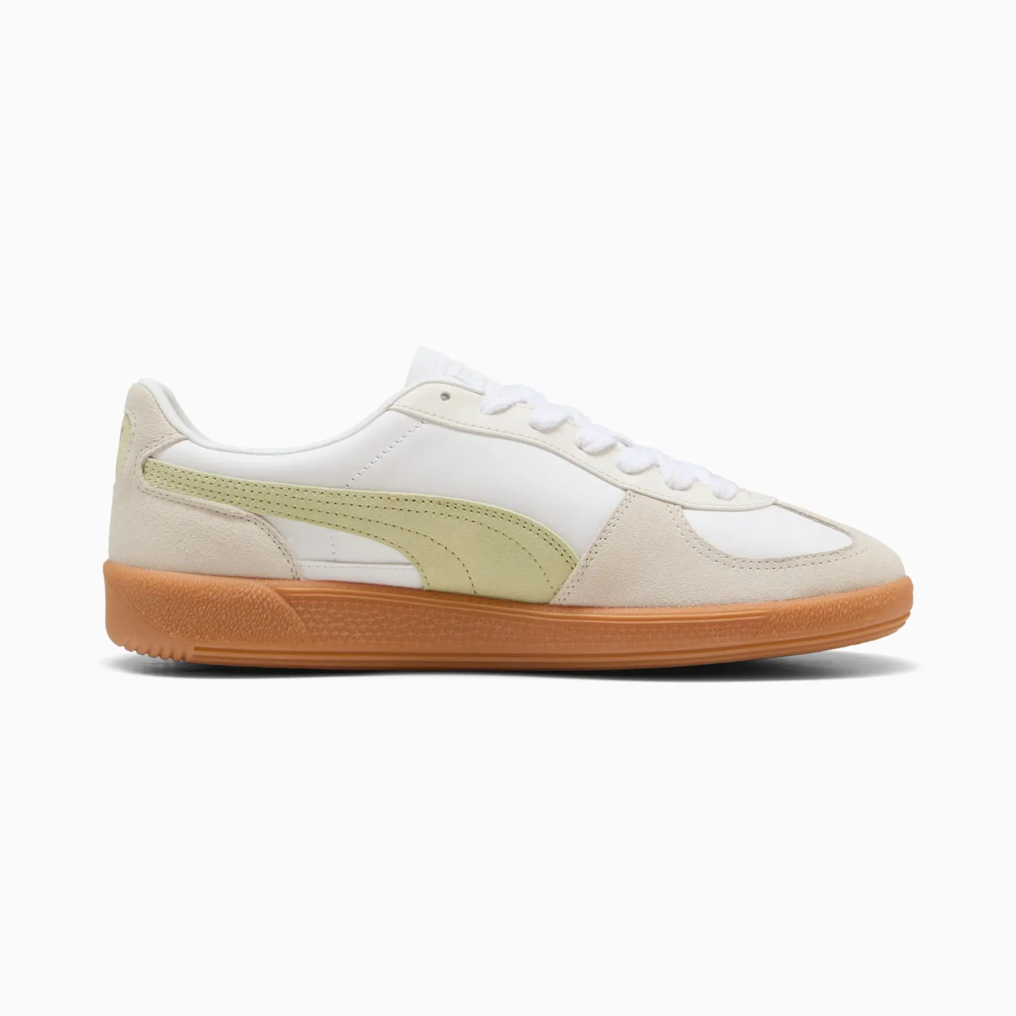 PUMA Palermo Leather Sneakers Unisex, White/Vapor Grey/Pistachio Green, size 10
