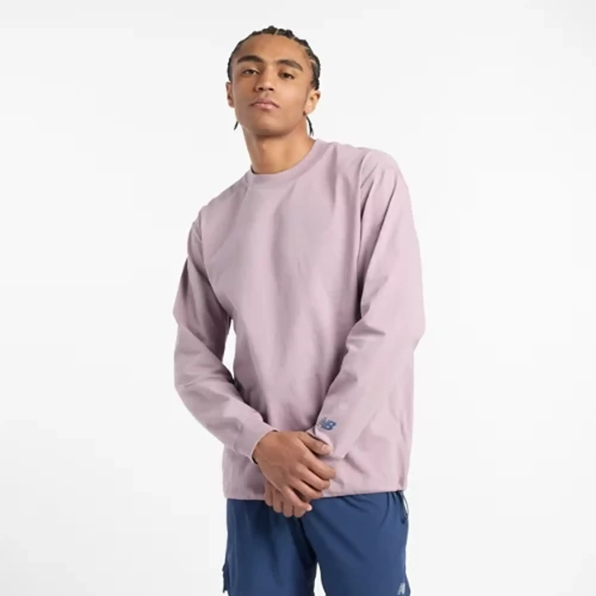 New Balance Men's Run Energy Long Sleeve in Purple Poly Knit