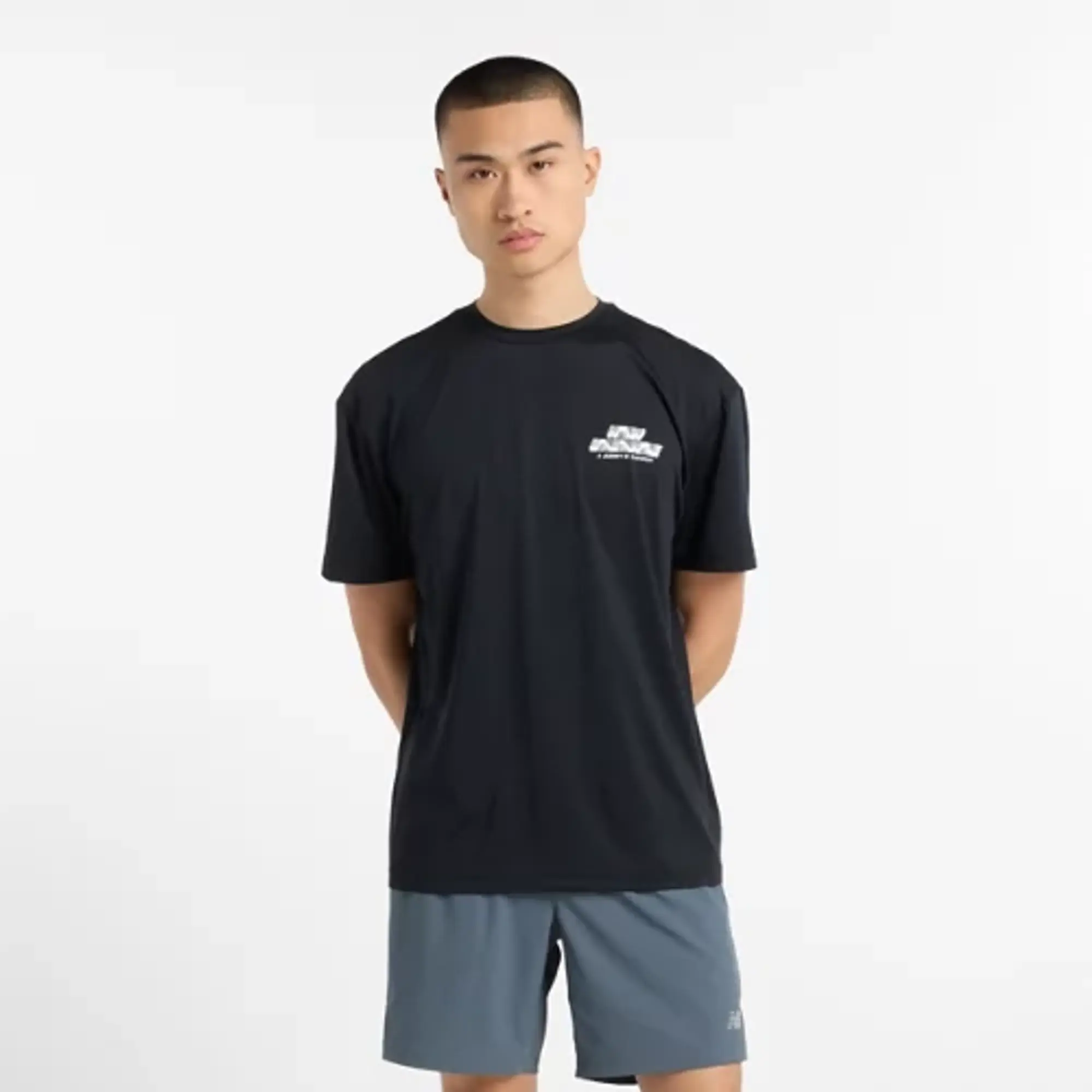 New Balance Men's Run Energy T-Shirt in Black Poly Knit